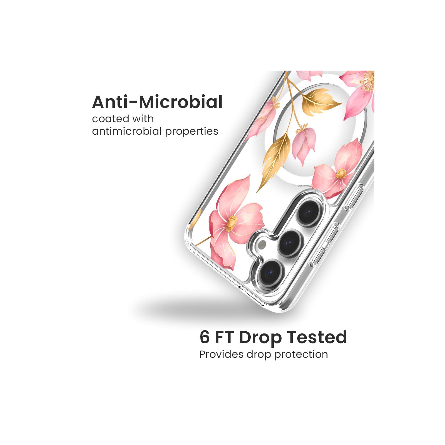 Étui rose transparent Wildflower pour Galaxy S24 de Samsung