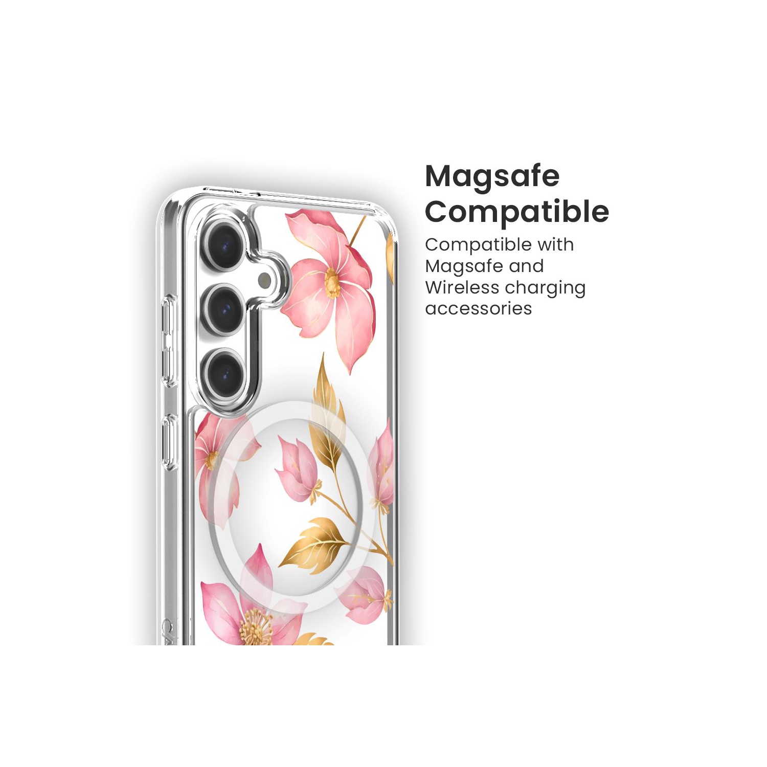 Étui rose transparent Wildflower pour Galaxy S24 de Samsung