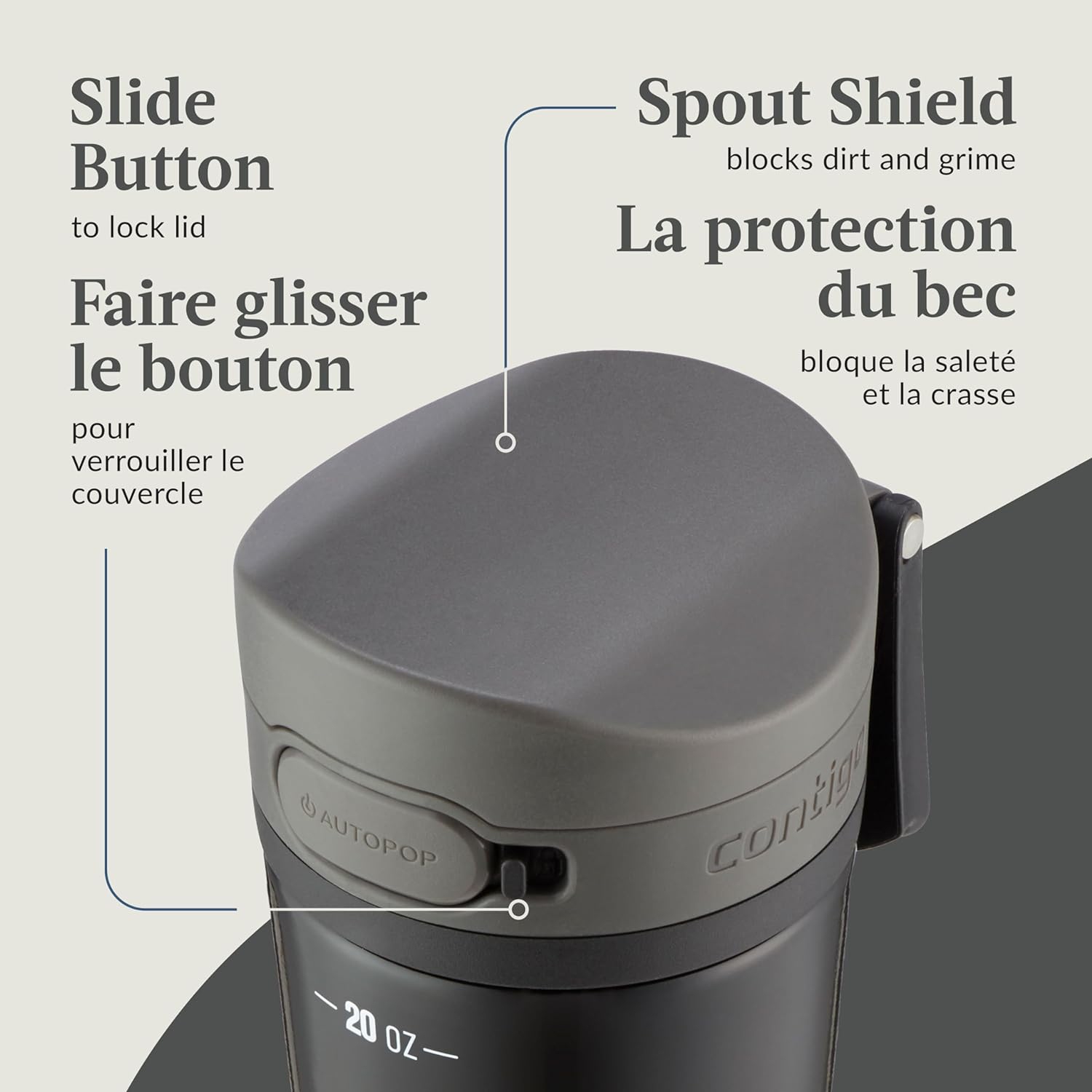 Contigo - Insulated Stainless Steel Water Bottle, Leak Proof Lid, BPA Free, 591ml Capacity