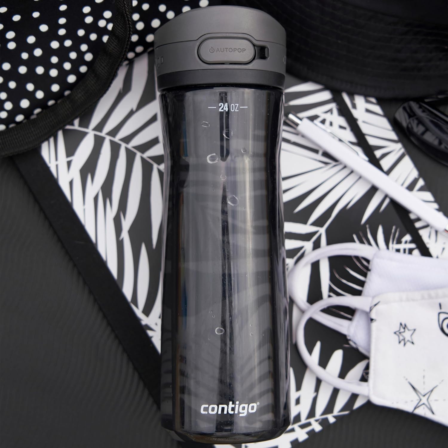 Contigo - Water Bottle with Leak-Proof and Locking Lid, BPA Free, 709ml Capacity, Black