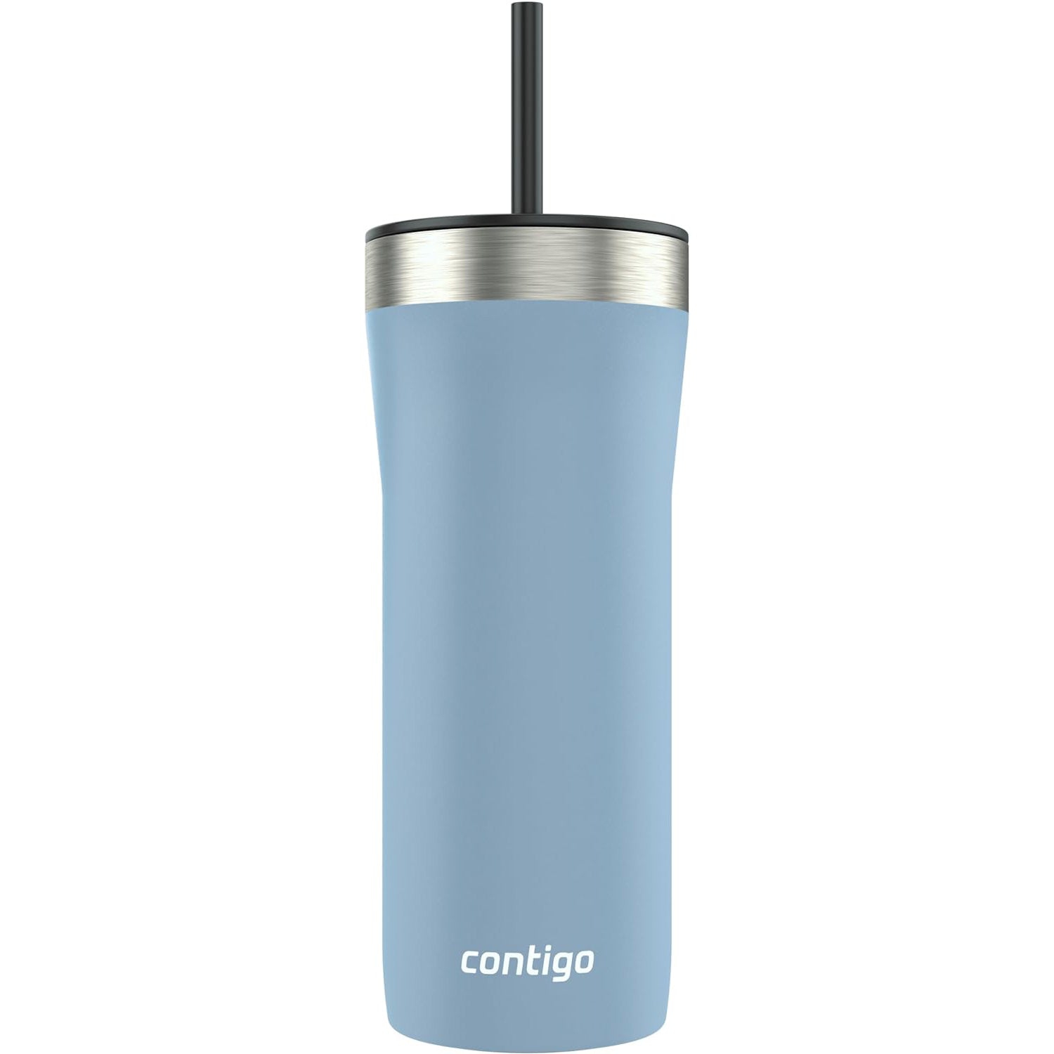 Contigo – gobelet isotherme en acier inoxydable avec couvercle antifuite et paille, capacité 946&nbsp;ml, bleu