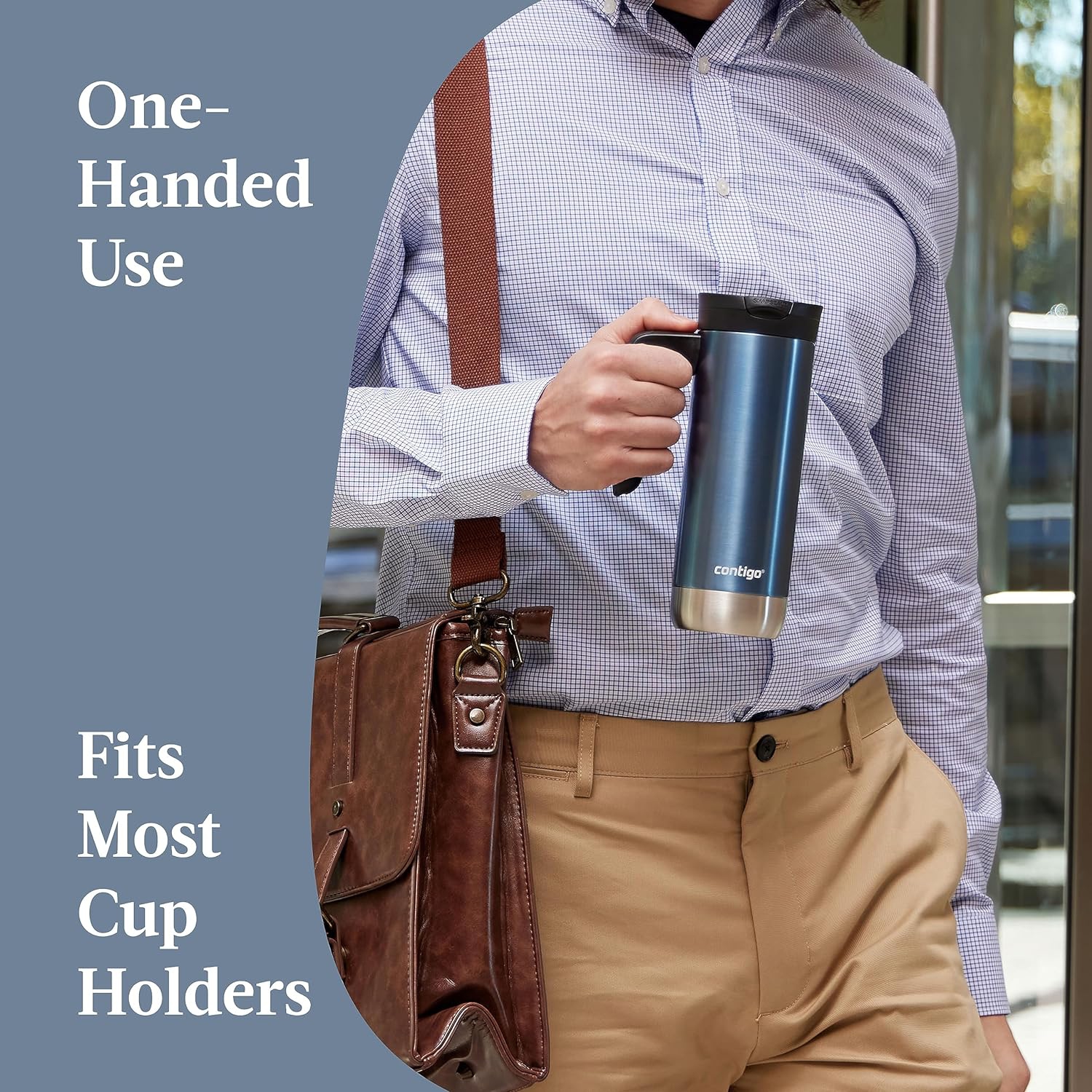 Contigo - Stainless Steel Travel Mug, Insulated, SnapSeal System, 20oz Capacity, Blue