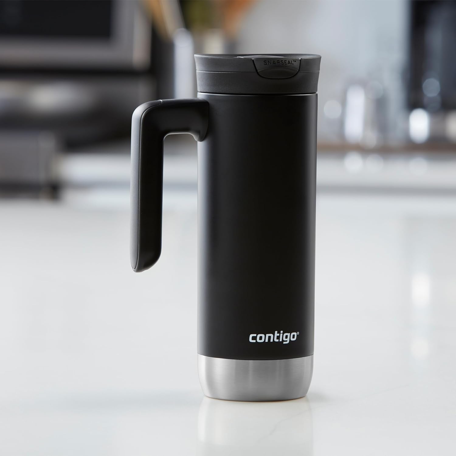 Contigo - tasse de voyage en acier inoxydable, isolée, système SnapSeal, capacité 20&nbsp;oz, noir