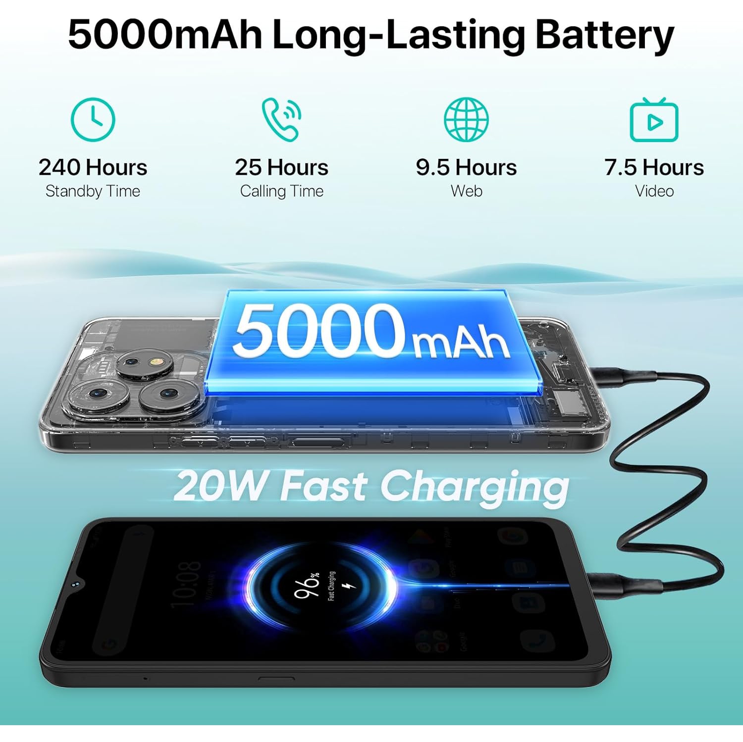 Refurbished(Excellent) - UMIDIGI A15 Cell Phones 8+256GB, Android 13 Mobile Phone, Dual Sim Unlocked - Black