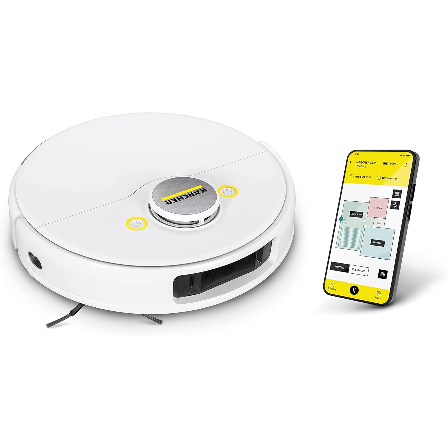 Kärcher - RCV 5 Robot Vacuum Cleaner with Mop Function 5000Pa - Remote Control via App, LiDar Navigation, Dual Laser and AI - Floor Mapping, Obstacle Recognition - 140 min Run Time