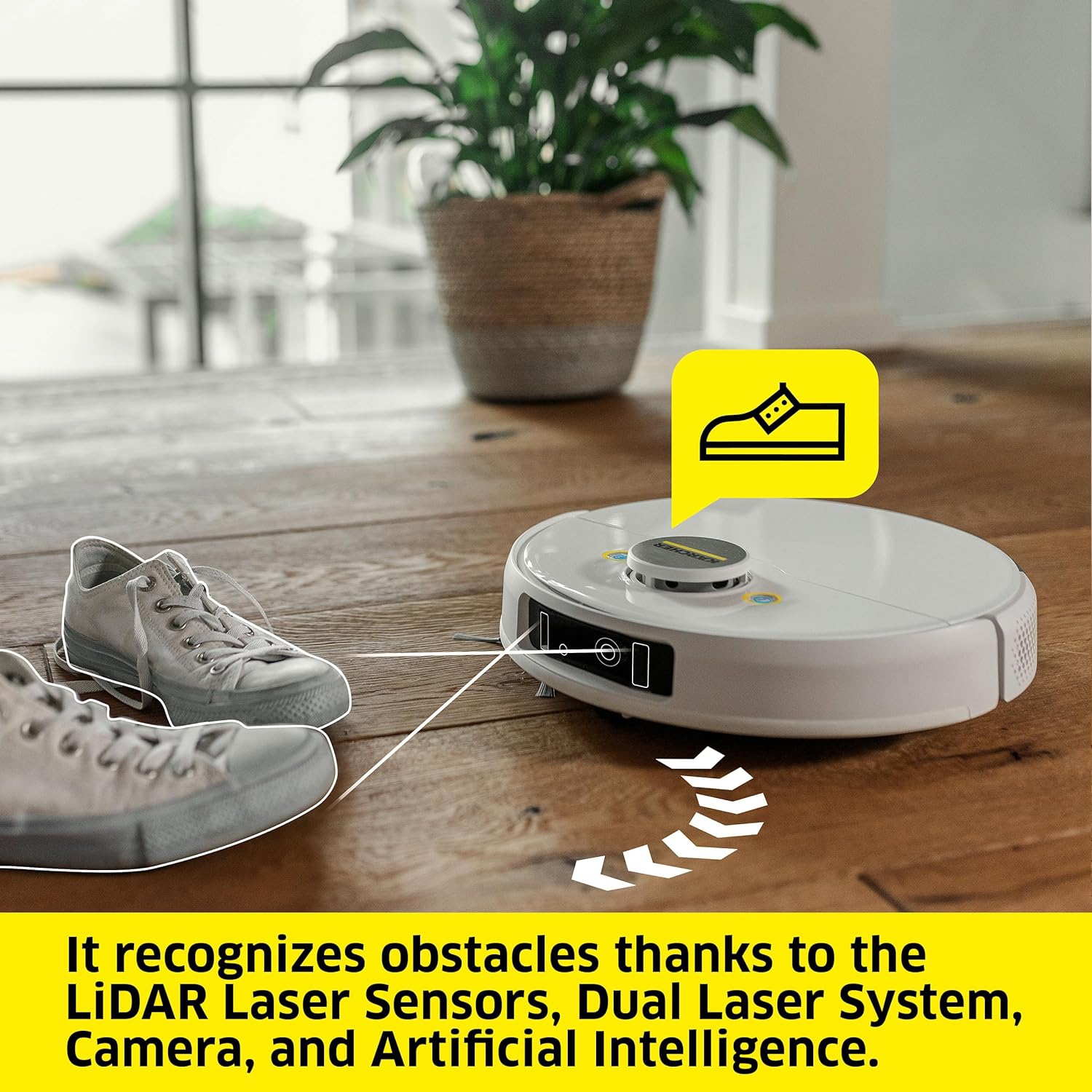Kärcher - RCV 5 Robot Vacuum Cleaner with Mop Function 5000Pa - Remote Control via App, LiDar Navigation, Dual Laser and AI - Floor Mapping, Obstacle