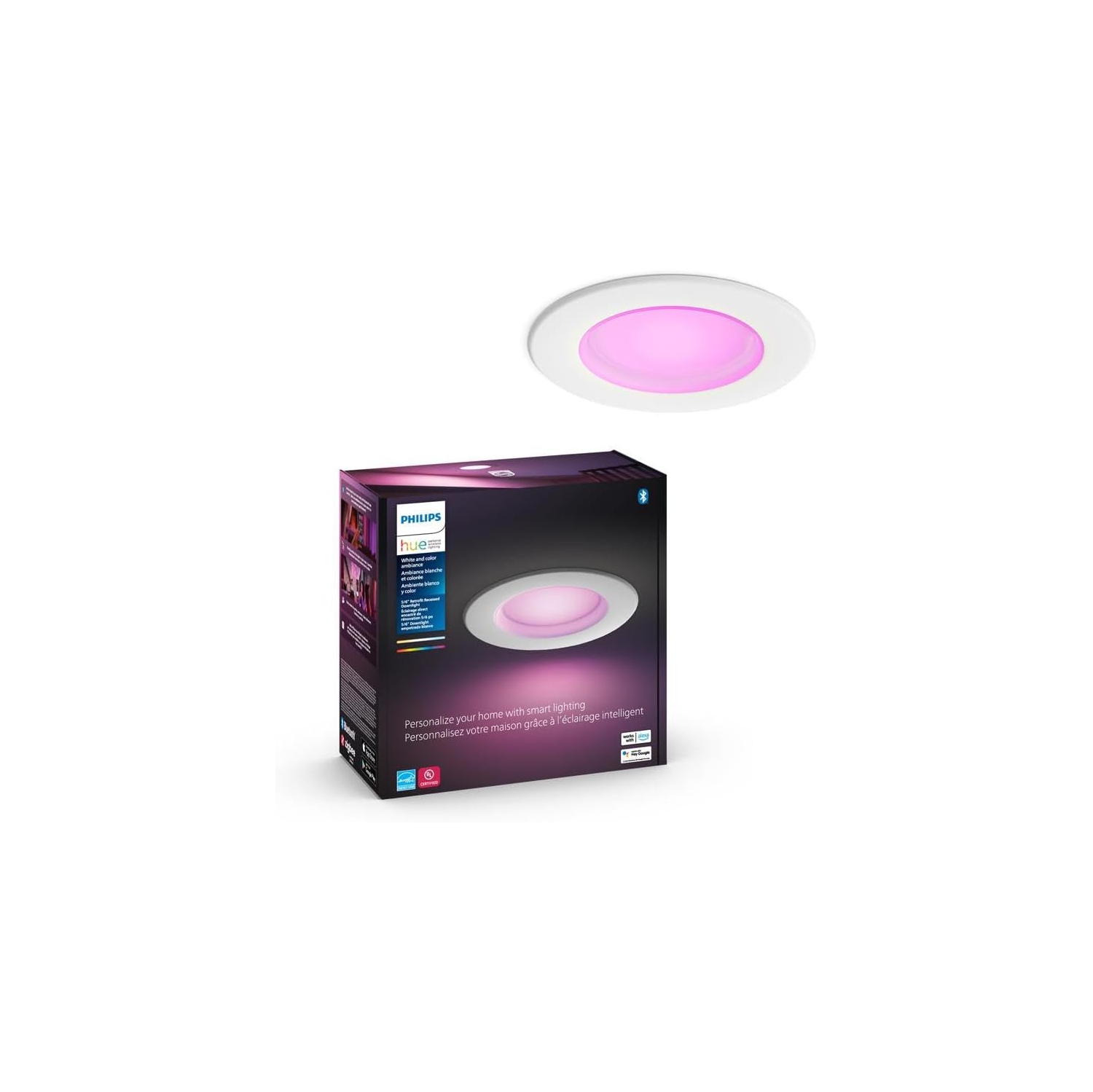 Philips Hue White & Color Ambiance LED Smart Retrofit 5/6-inch High Lumen Downlight, Color Changing