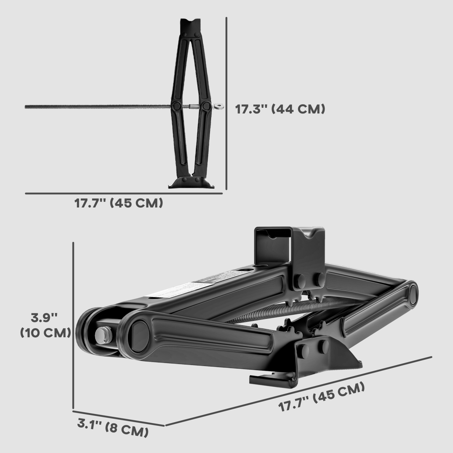 HOMCOM Scissor Jack, 2 Ton Steel Car Jack with Crank Handle, 3.9"-17.3" Lifting Range Portable Car Lift Floor Jack for Auto Sedan SUV MPV Tire