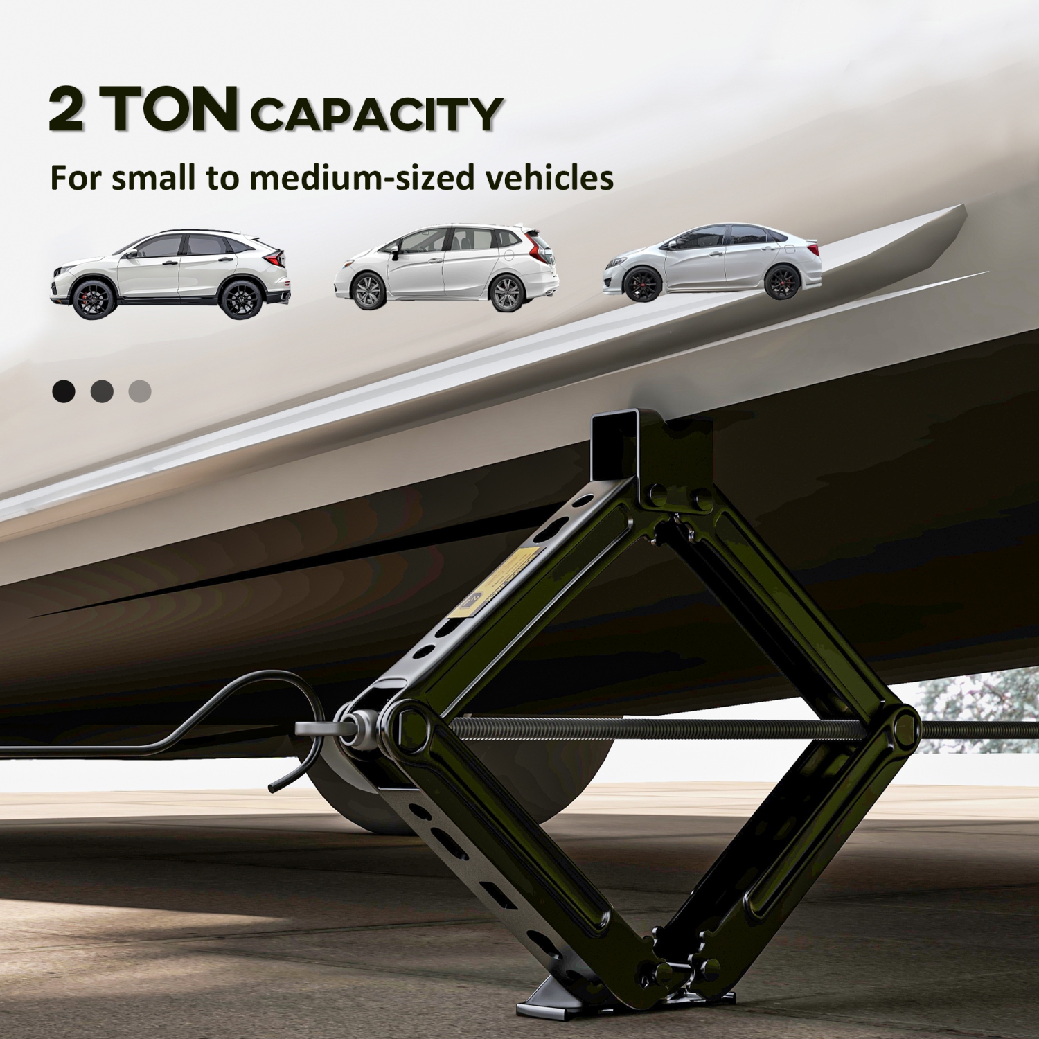 HOMCOM Scissor Jack, 2 Ton Steel Car Jack with Crank Handle, 3.9"-17.3" Lifting Range Portable Car Lift Floor Jack for Auto Sedan SUV MPV Tire