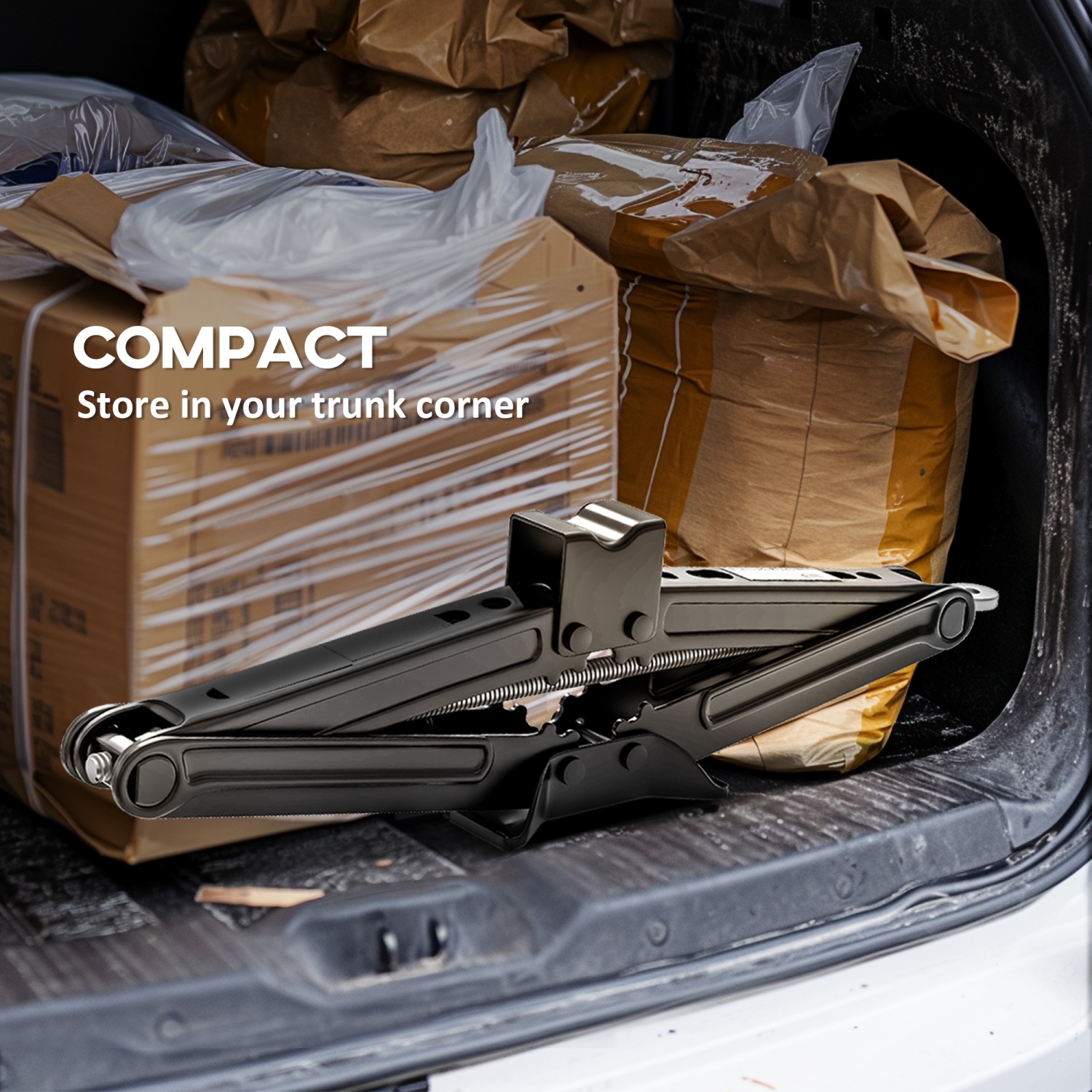 HOMCOM Scissor Jack, 2 Ton Steel Car Jack with Crank Handle, 3.9"-17.3" Lifting Range Portable Car Lift Floor Jack for Auto Sedan SUV MPV Tire