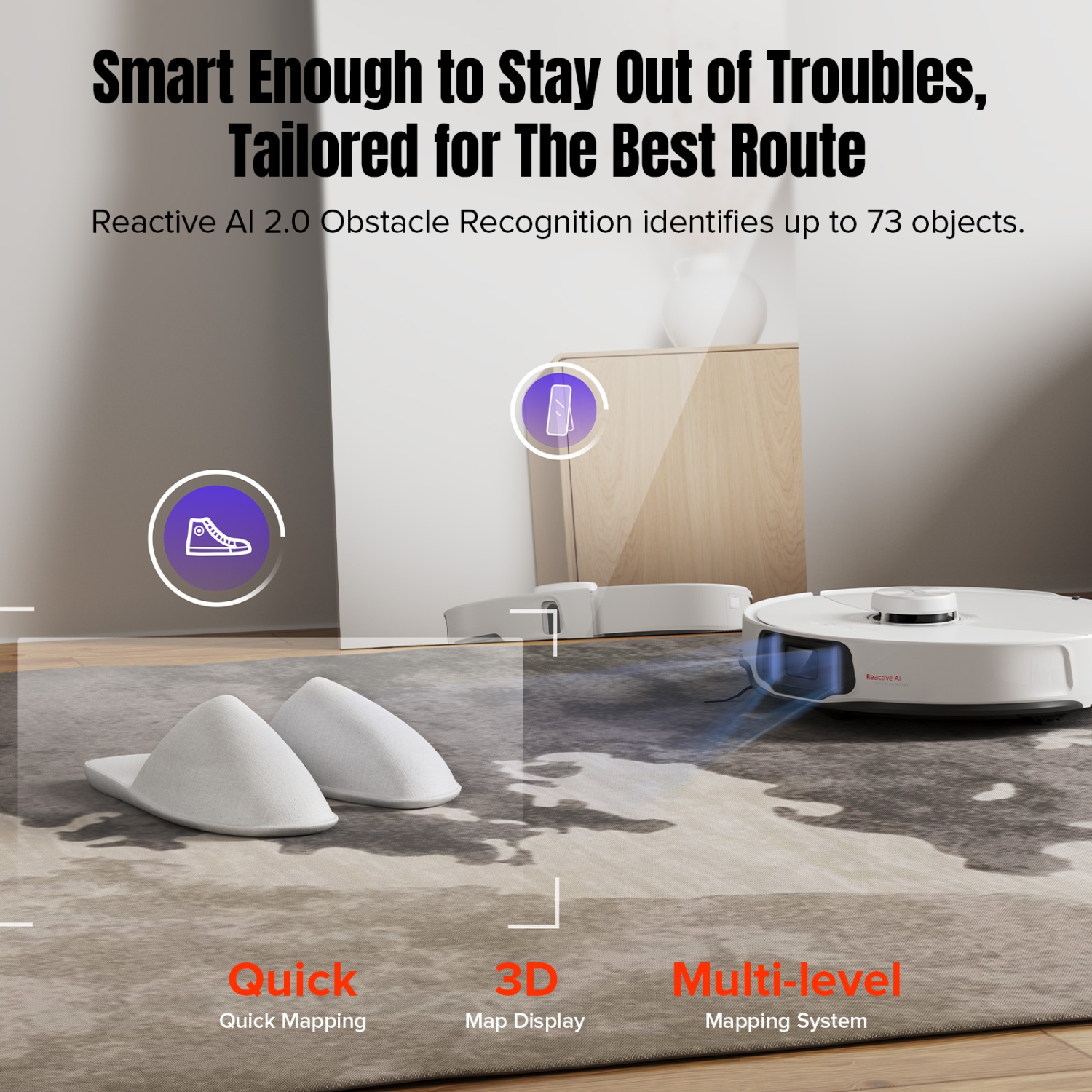 Roborock S8 MaxV Ultra Robot Vacuum and Mop with FlexiArm Design Side Brush, Reactive AI 2.0 Obstacle Avoidance and 8-in-1 RockDock Ultra, Pet