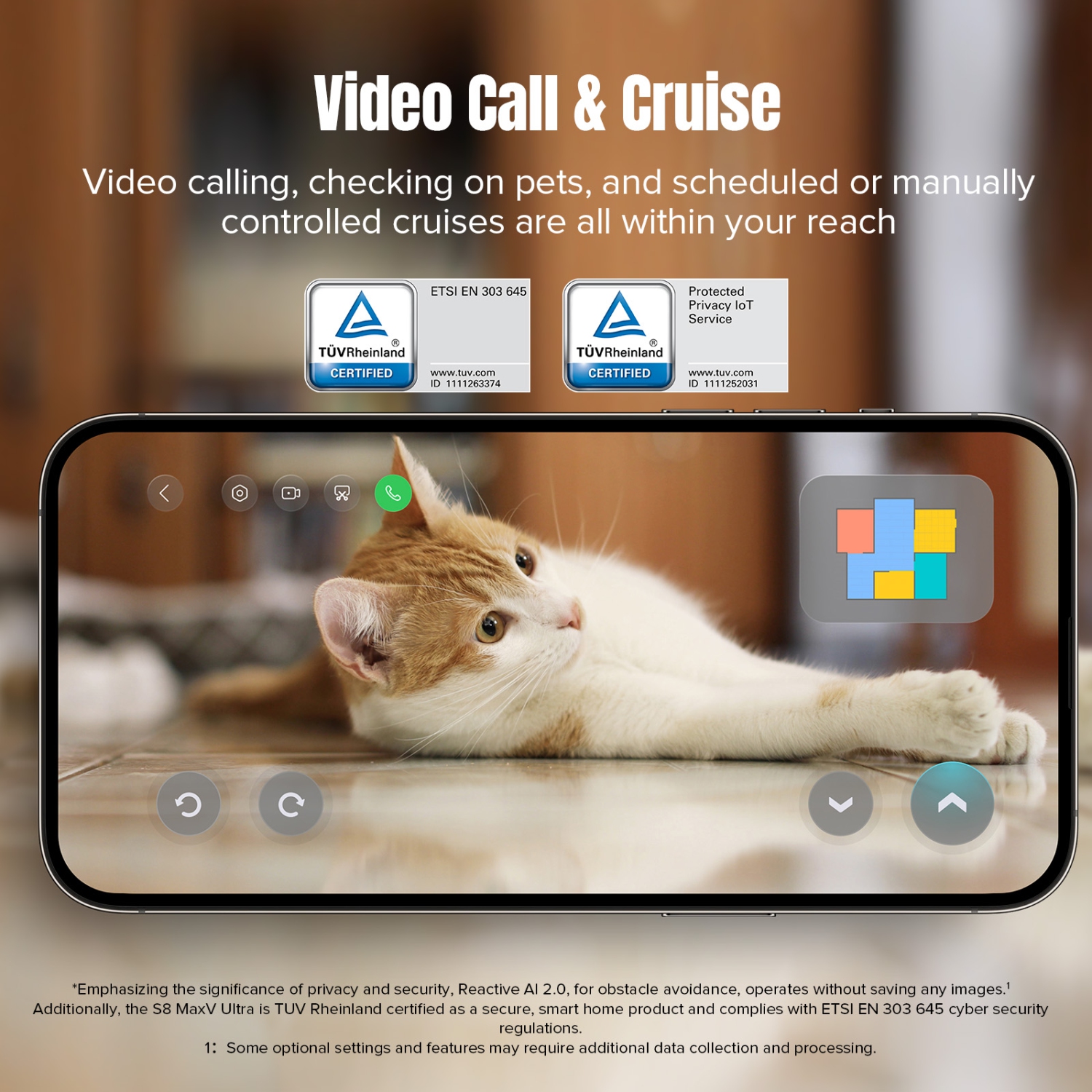 Roborock S8 MaxV Ultra Robot Vacuum and Mop with FlexiArm Design Side Brush, Reactive AI 2.0 Obstacle Avoidance and 8-in-1 RockDock Ultra, Pet