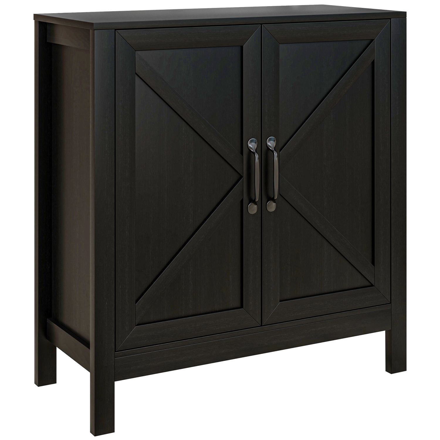 HOMCOM Farmhouse Kitchen Storage Cabinet, Sideboard Buffet Cabinet with 2 Barn Doors and Adjustable Shelves, Black Oak