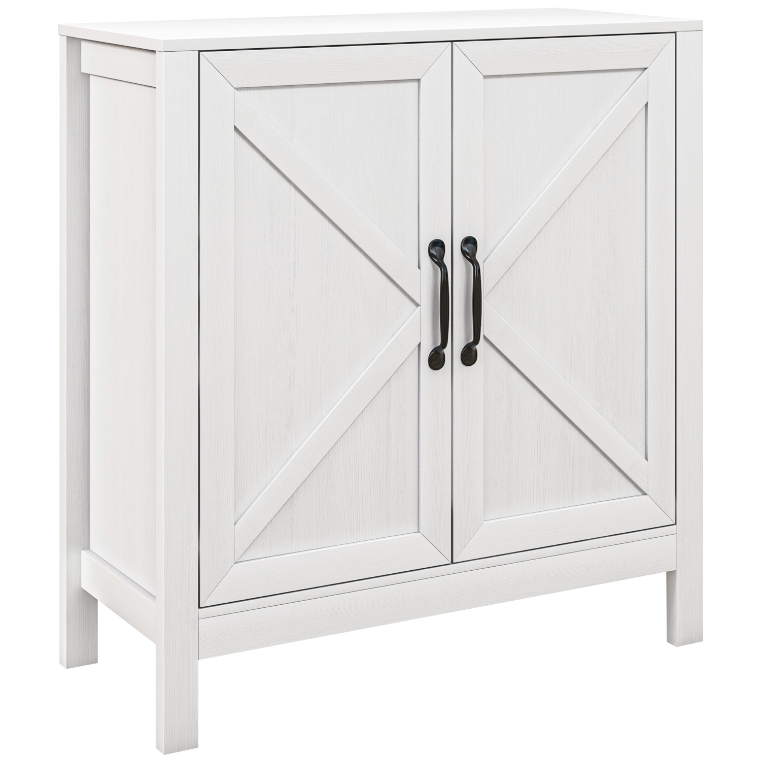 HOMCOM Farmhouse Kitchen Storage Cabinet, Sideboard Buffet Cabinet with 2 Barn Doors and Adjustable Shelves, White