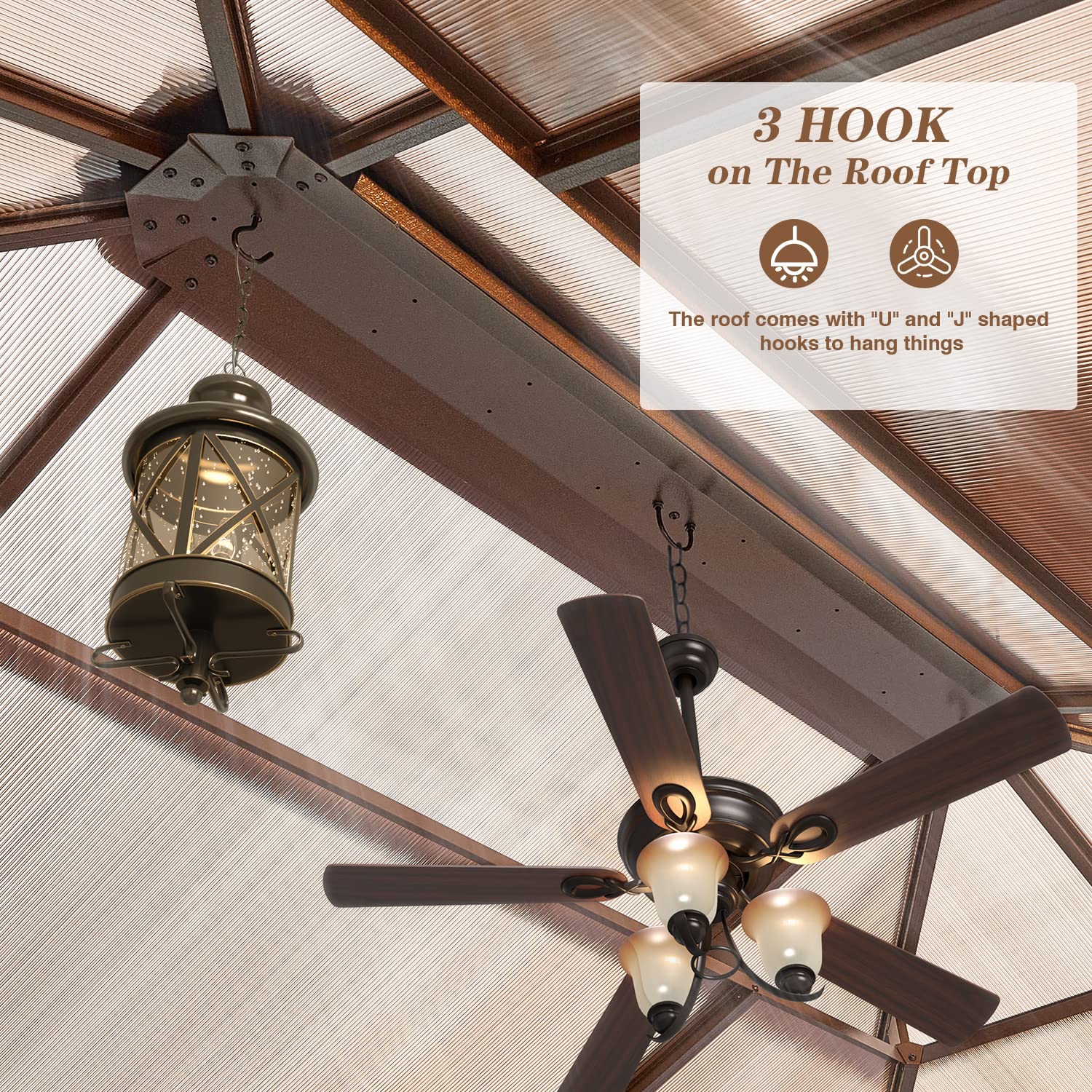 Erommy 12' x 16' Outdoor Hardtop Patio Gazebo Pergola w/Aluminum Frame, Prime Curtains and Nettings include