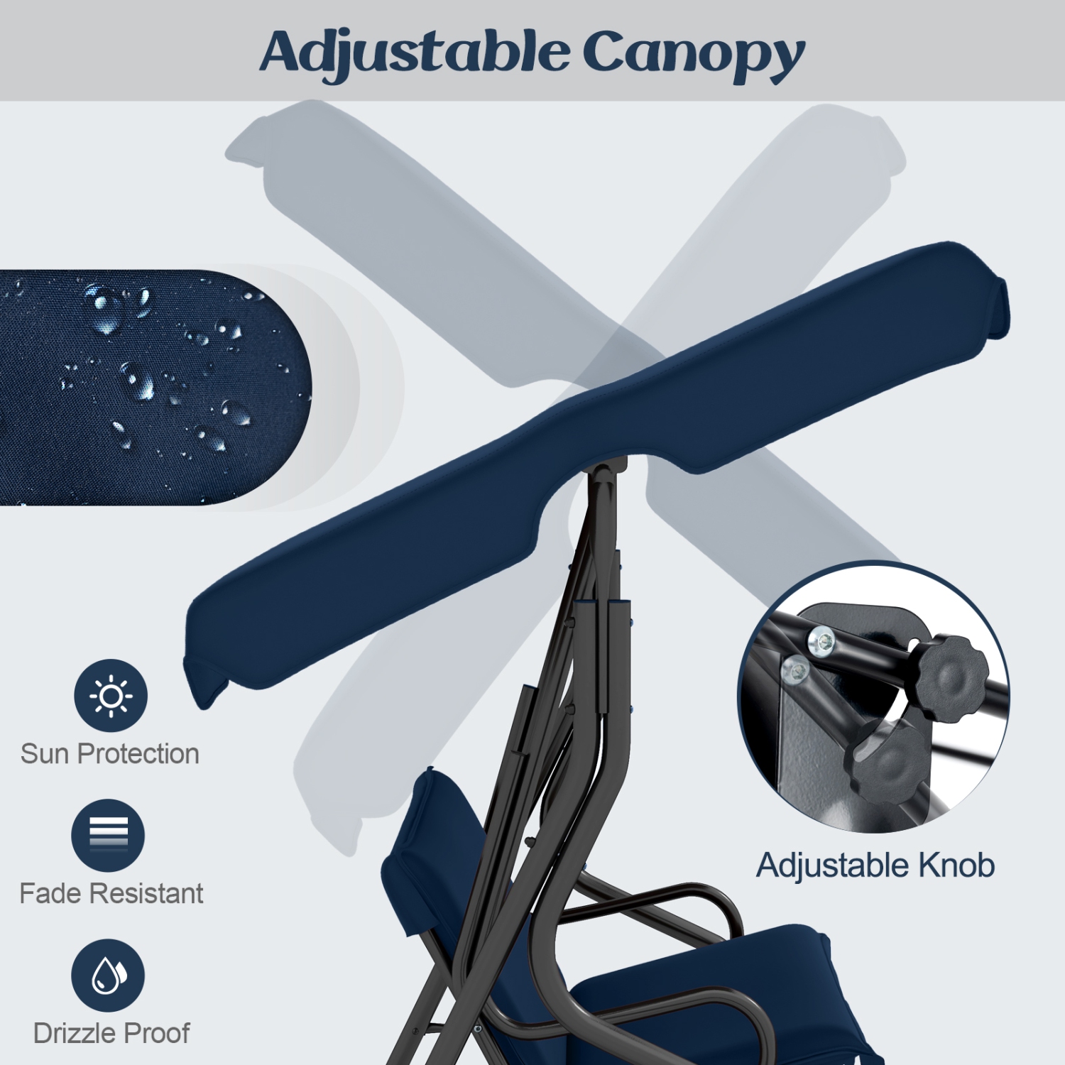 Costway 3 Seats Patio Canopy Swing Glider Hammock Cushioned Steel Frame