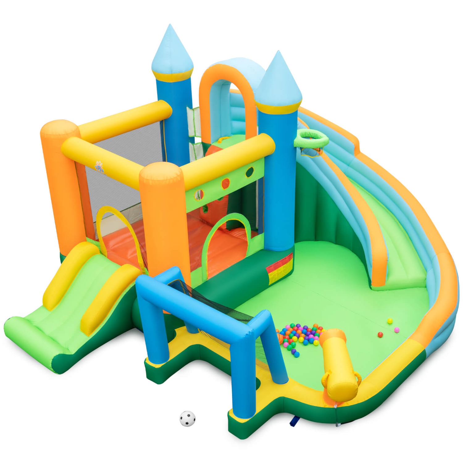 Costway Inflatable Water Slide Kids Blow up Pool Park Climbing Wall without Blower