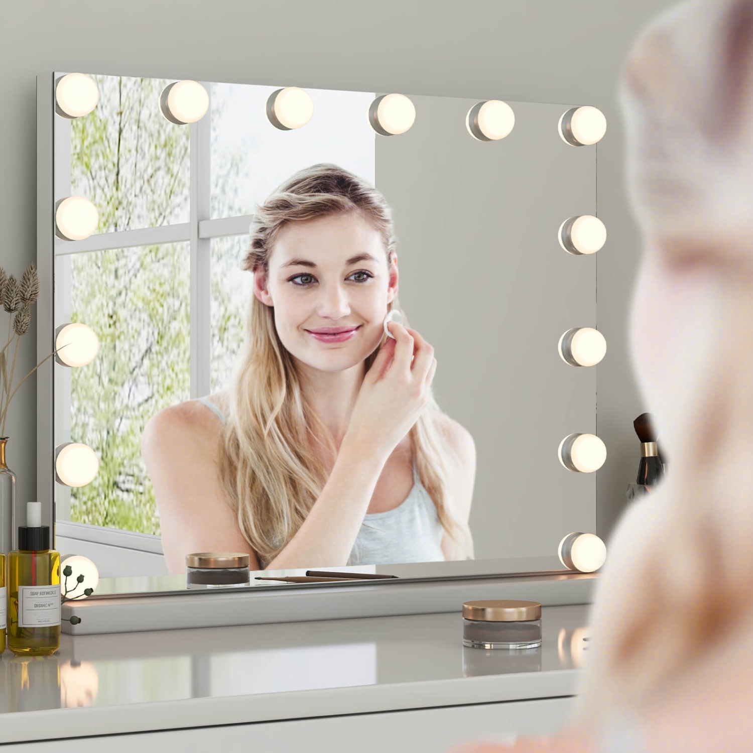 Costway Vanity Mirror with Lights 14 LED Bulbs 3 Color Lighting Modes for Bedroom Hollywood