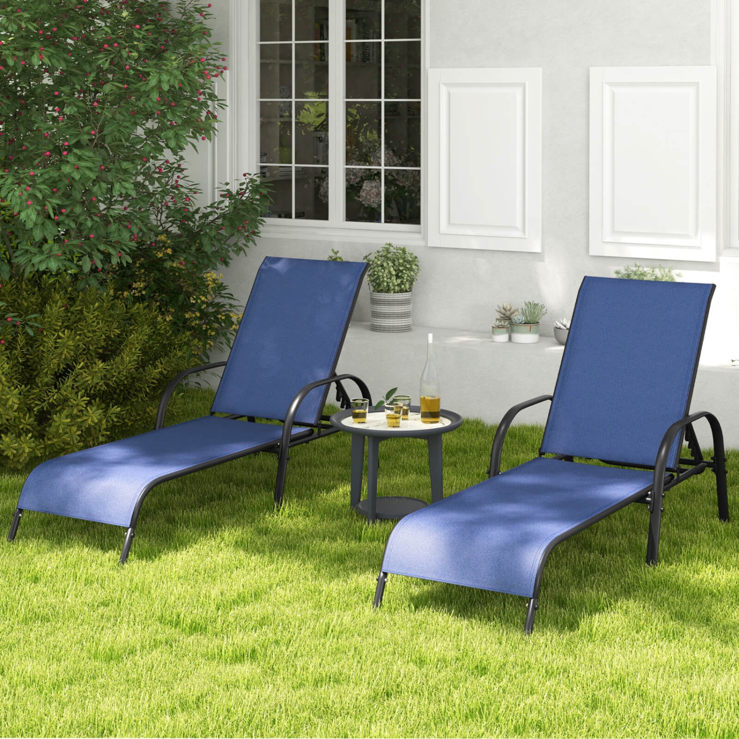 Chaise longue de patio AVEC accoudoir inclinable réglable Costway 2pcs