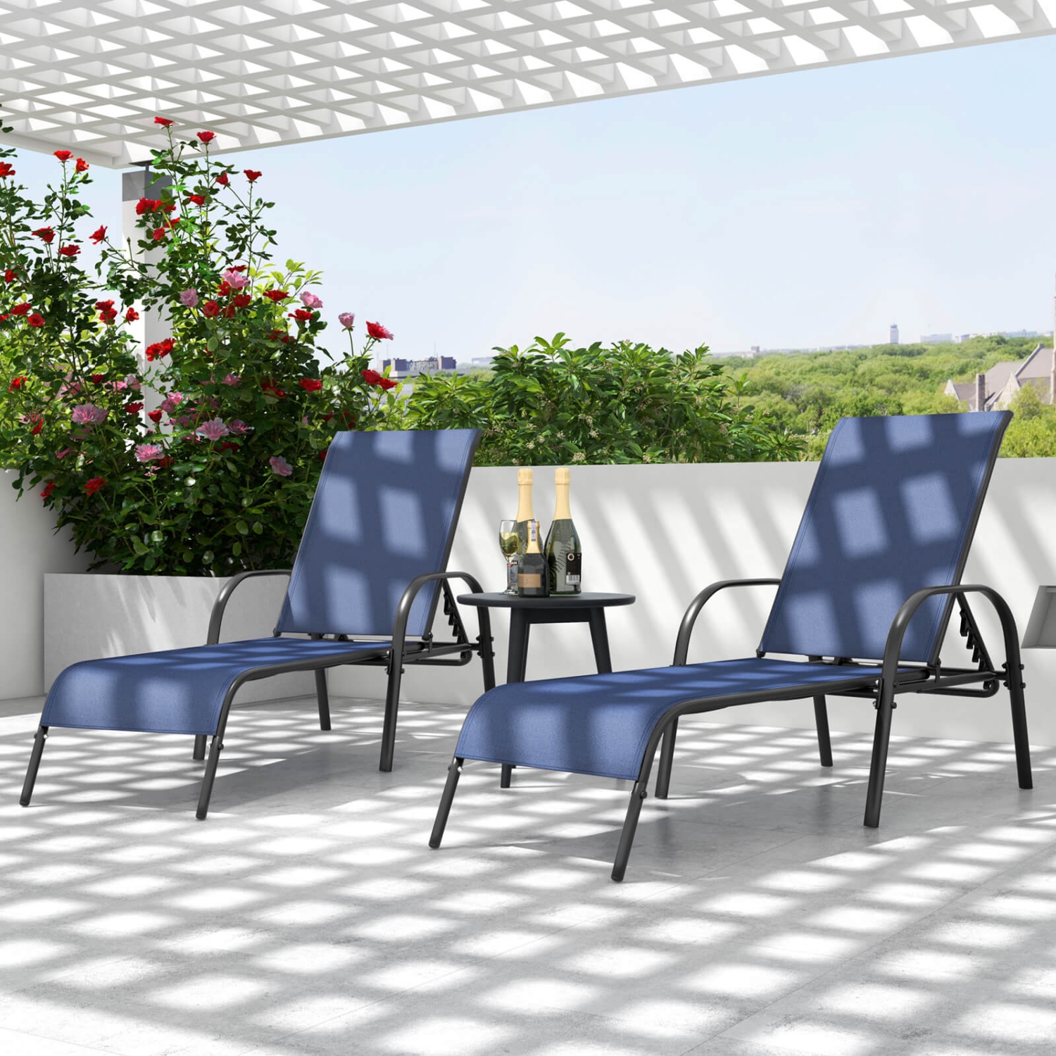 Chaise longue de patio AVEC accoudoir inclinable réglable Costway 2pcs