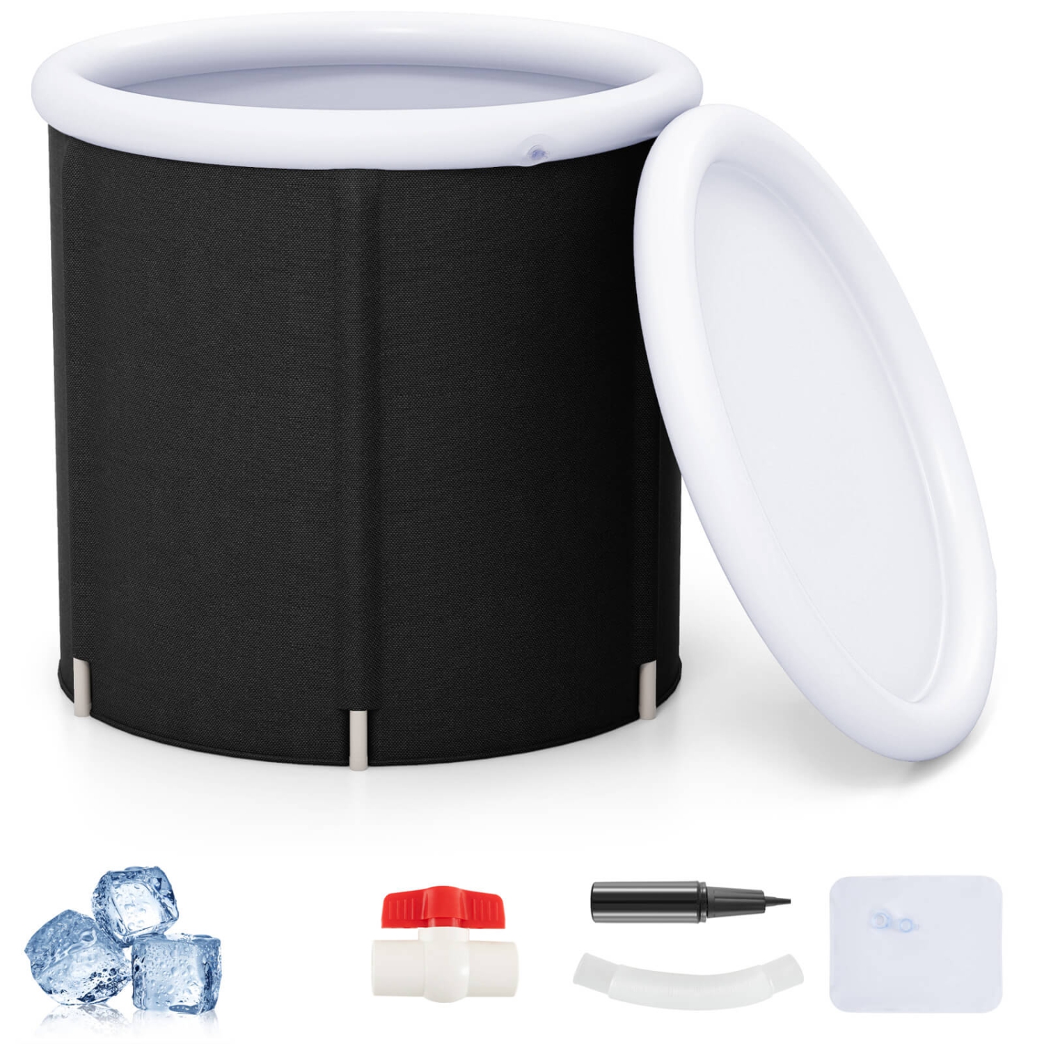 Baignoire à glace de Goplus pour baignoire sur glace d'extérieur pour adulte avec couvercle, capacité de 66 gal