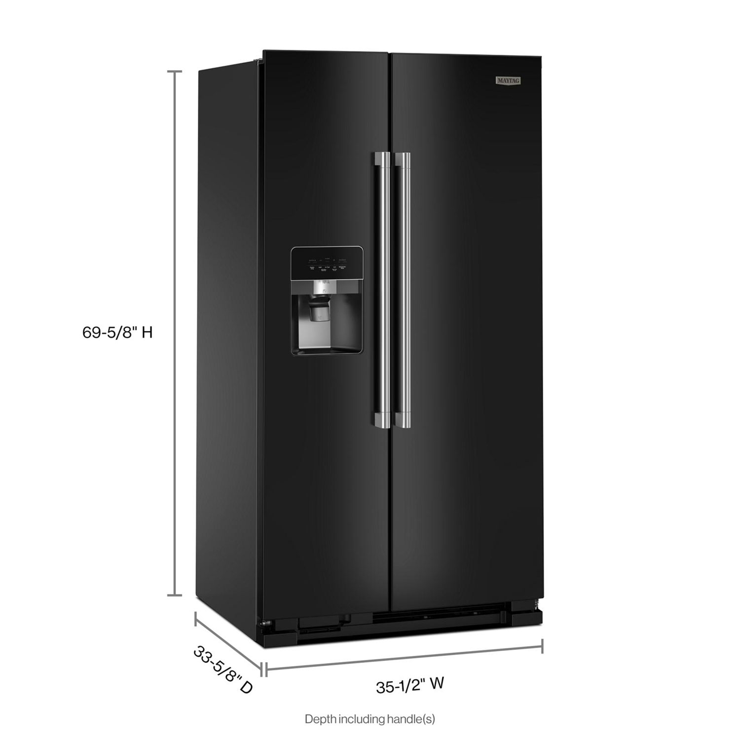 Maytag 36" 24.5 Cu. Ft. Side-By-Side Refrigerator with Water & Ice Dispenser - Black