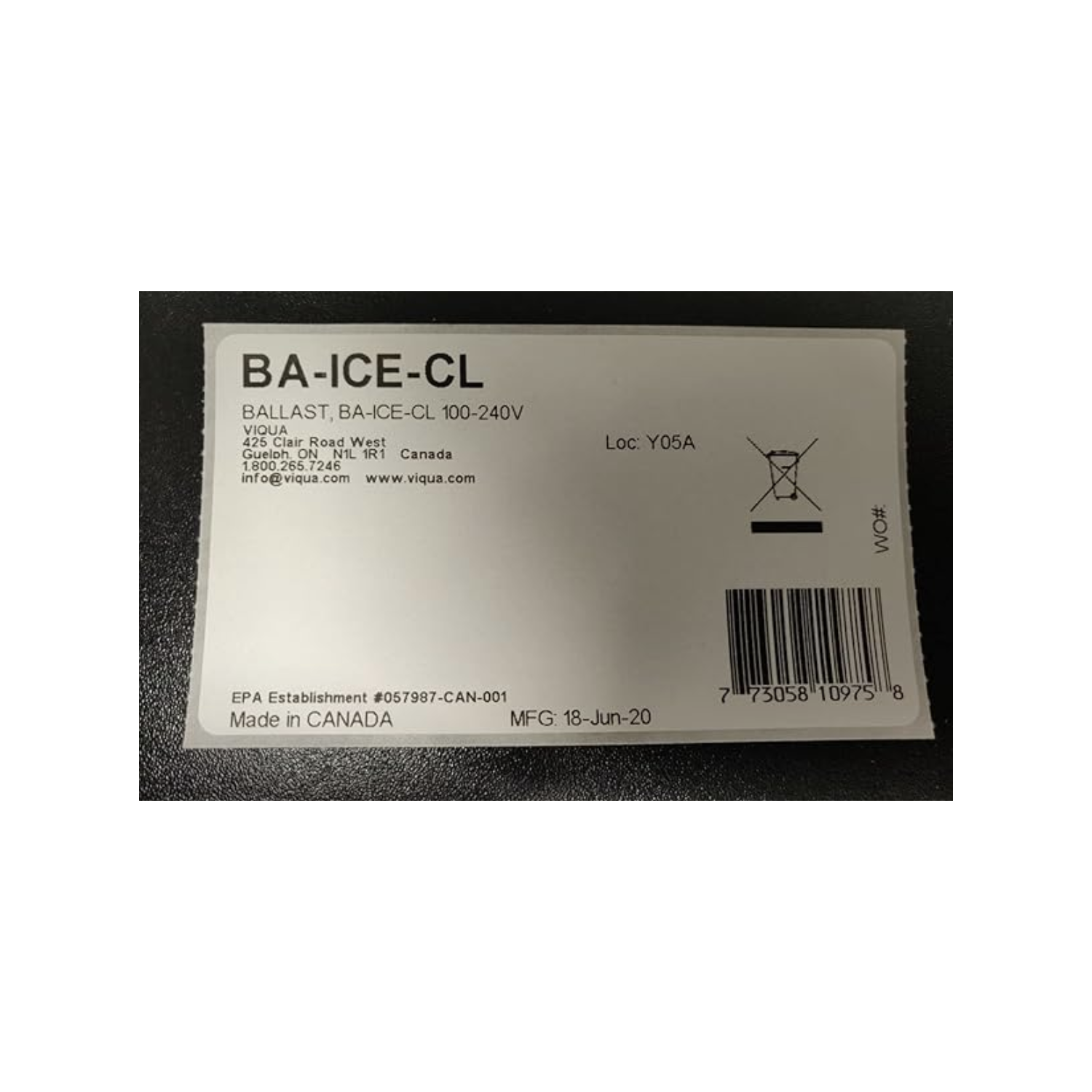 VIQUA BA-ICE-CL Replacement Ultraviolet Water System Controller