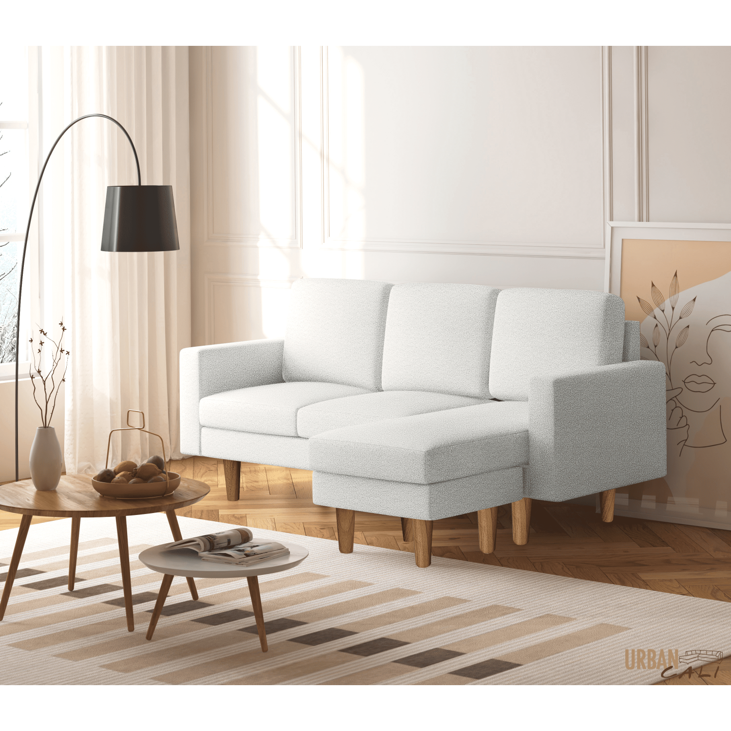 Urban Cali Hillsborough 76" Wide Boucle Sectional Sofa with Reversible Chaise