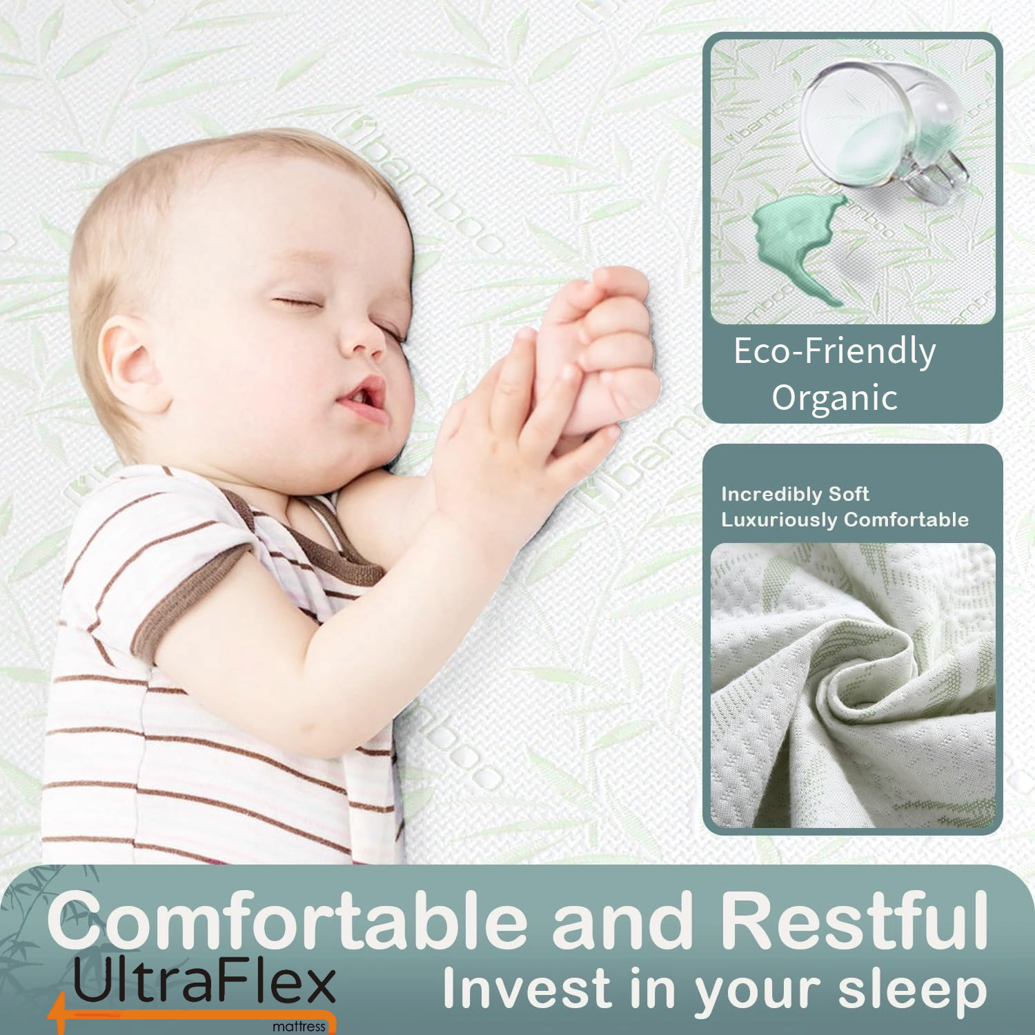 UltraFlex SolidSleep- Canadian-Made FIRM Gel Infused Reversible Comfort With Pressure Relief, Cooling Technology, Bamboo Cover, CertiPUR-US®