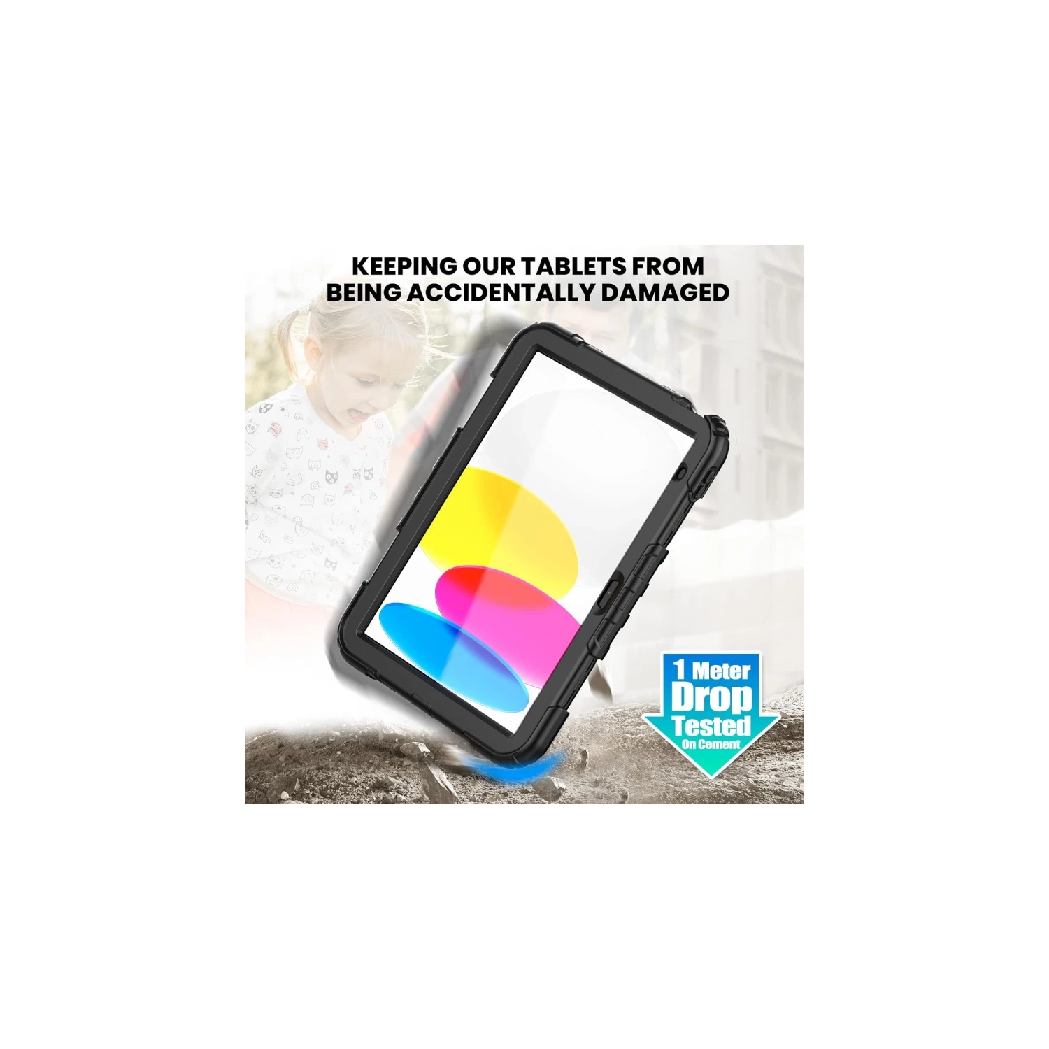 iPad 11 th, iPad 10 th Generation Case 2025 , 2022 - Shockproof Protective Case with Rotating Stand, Hand/Shoulder Strap, Pencil Holder, Touch ID