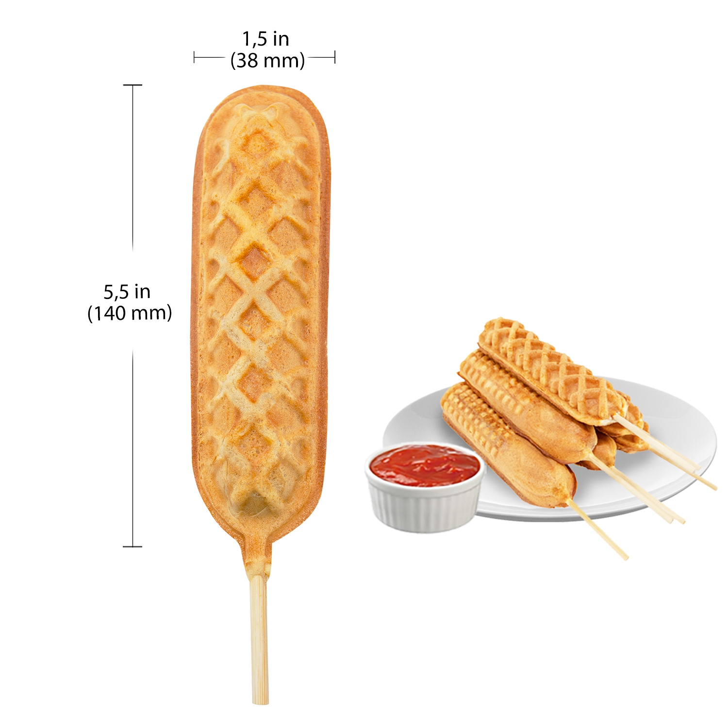GR-HCX6 Hot Dog Waffle Machine | 3+3 Pcs | Waffle Corn Dog Maker | Manual Control | 110V