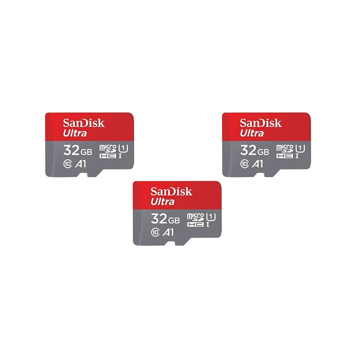 SanDisk Ultra 32GB microSDHC UHS-I Card with Adapter - 98MB/s U1 A1 - SDSQUAR-032G-GN6MA, 3 Pack(32GB)