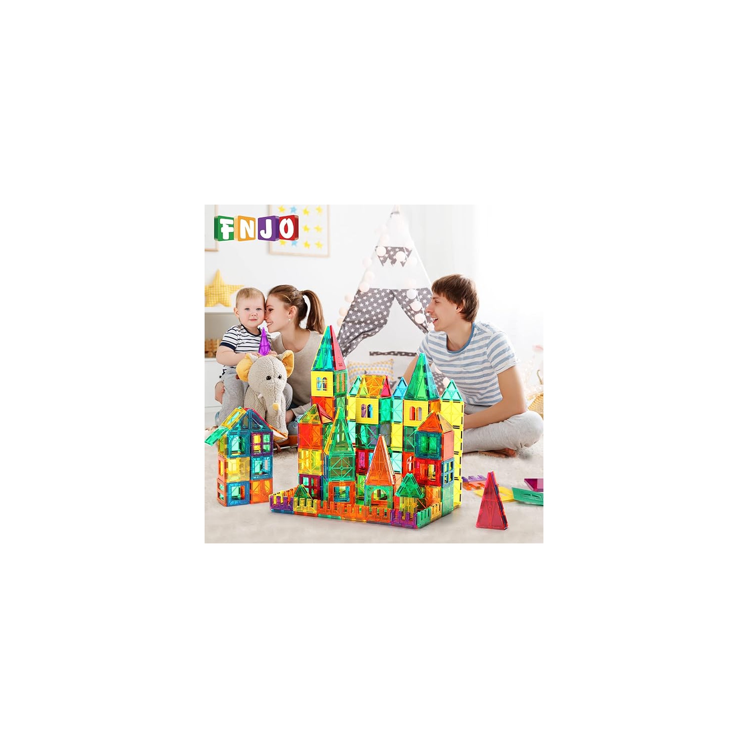 Magnetic Tiles, 110PCS Magnet Building Set, Magnetic Building Blocks,Construction STEM Toys for Kids, Gift for Boys Girls