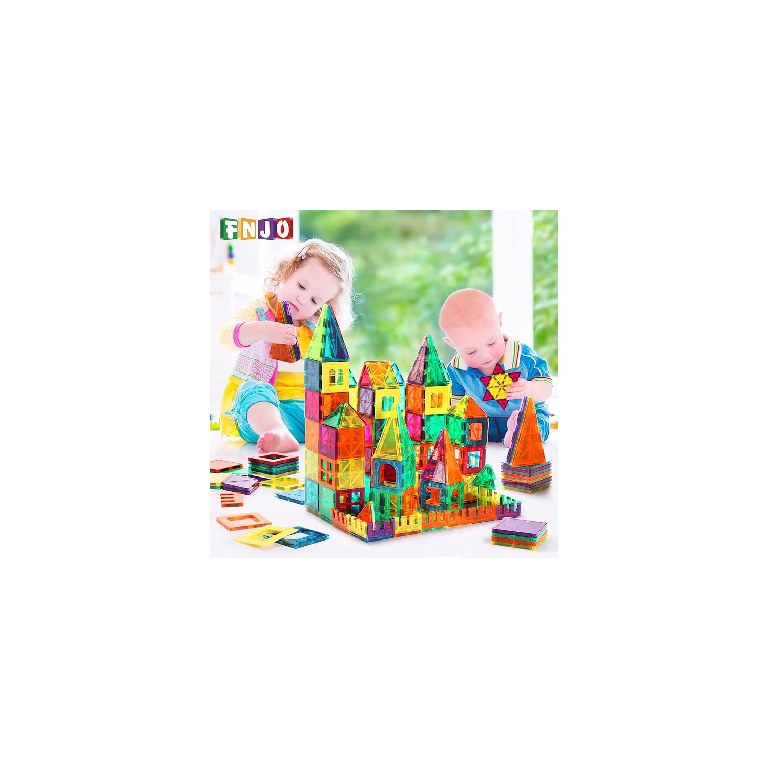 Magnetic Tiles, 110PCS Magnet Building Set, Magnetic Building Blocks,Construction STEM Toys for Kids, Gift for Boys Girls