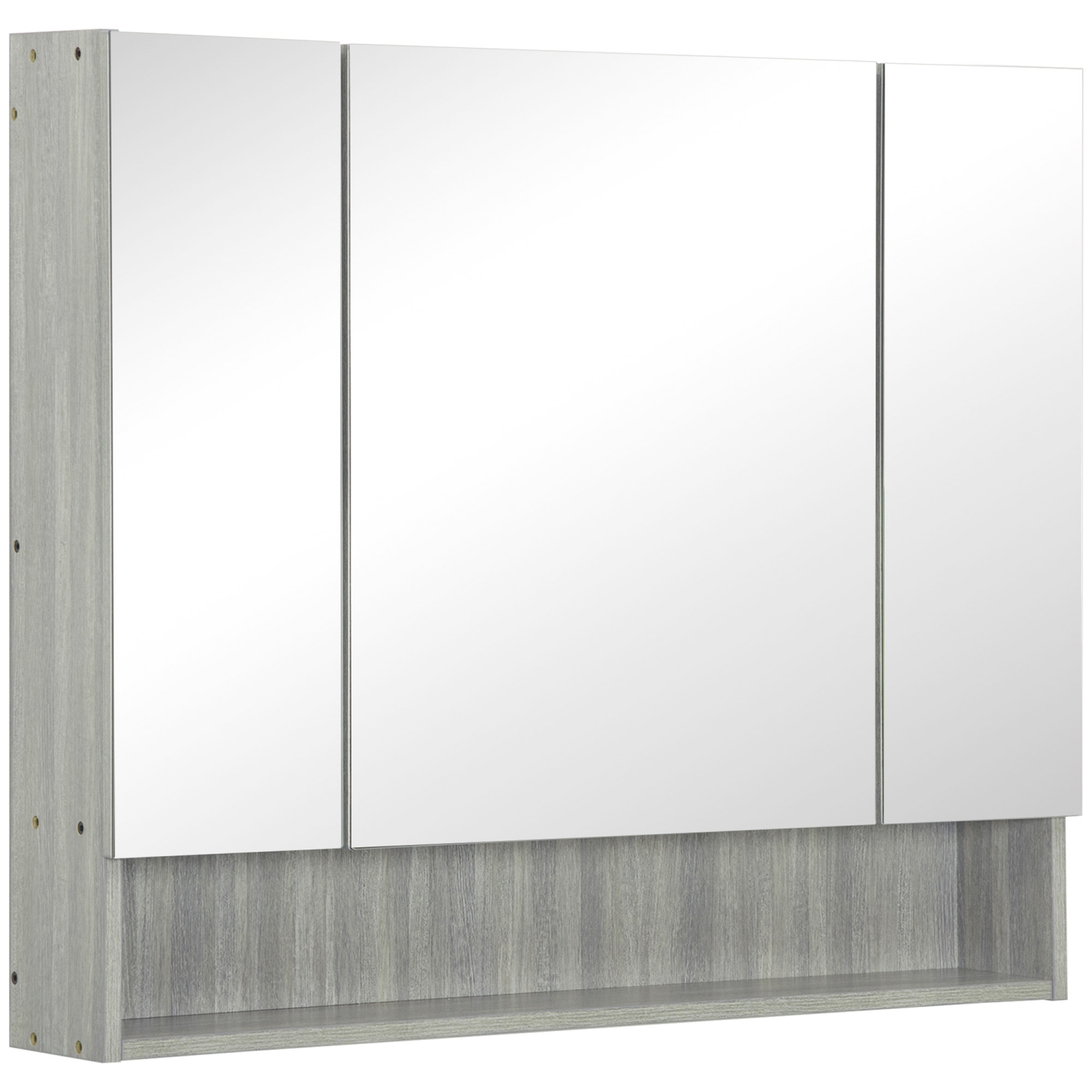 kleankin Bathroom Mirror Cabinet, Wall Mounted Medicine Cabinet with Adjustable Shelves, 3 Doors Storage Cabinet, Grey