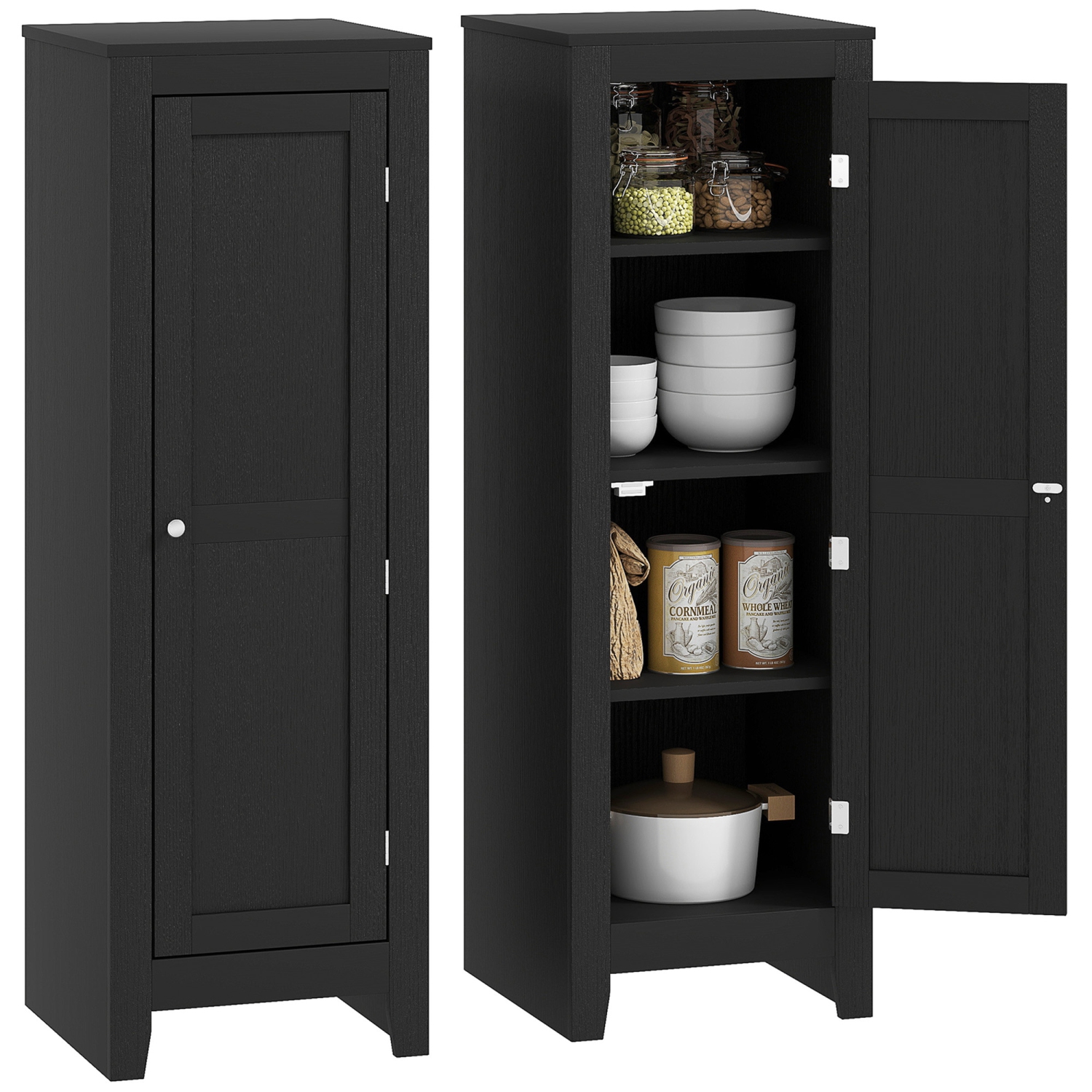 HOMCOM – Armoire garde-manger de 47,6&nbsp;po, petit buffet avec porte, pour salle à manger, noir