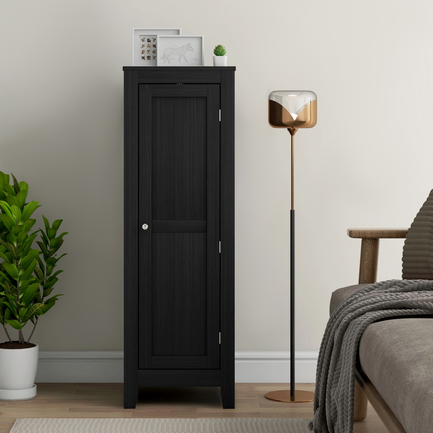 HOMCOM – Armoire garde-manger de 47,6&nbsp;po, petit buffet avec porte, pour salle à manger, noir