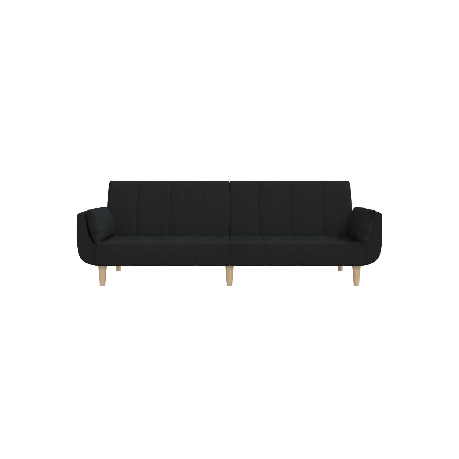 vidaXL 2-Seater Sofa Bed with Two Pillows Black Fabric