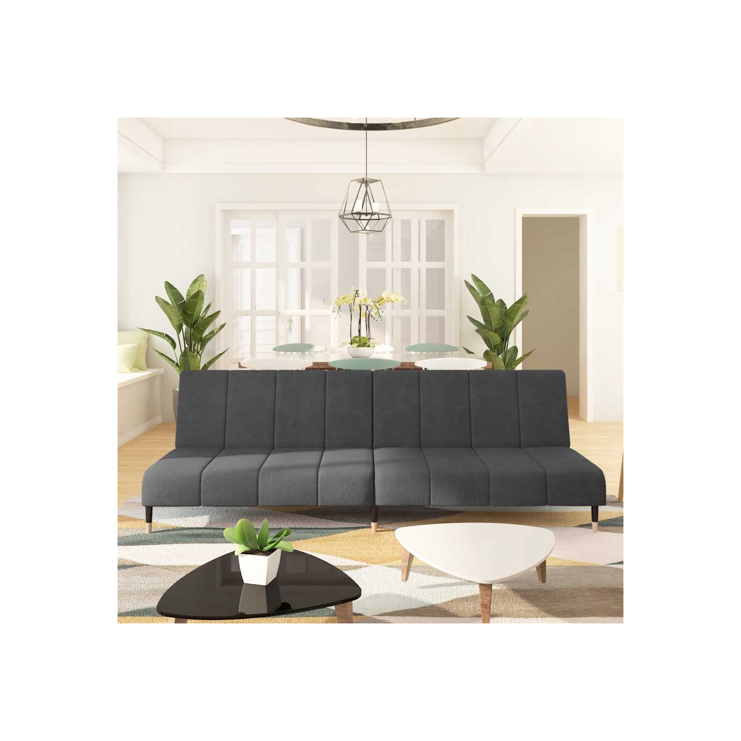 Sofa-lit à 2 places en velours gris foncé vidaXL