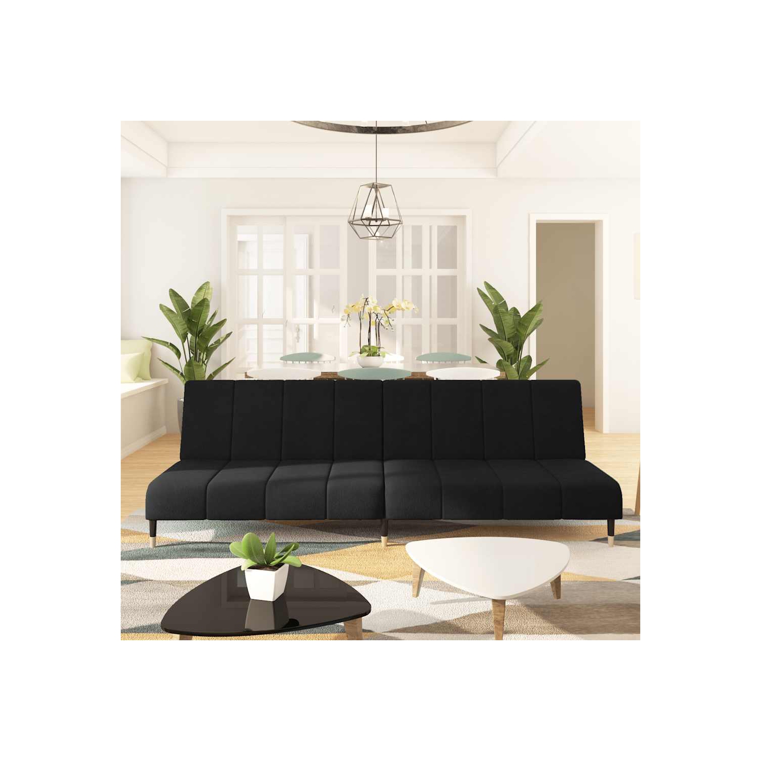 Sofa-lit à 2 places en velours noir vidaXL