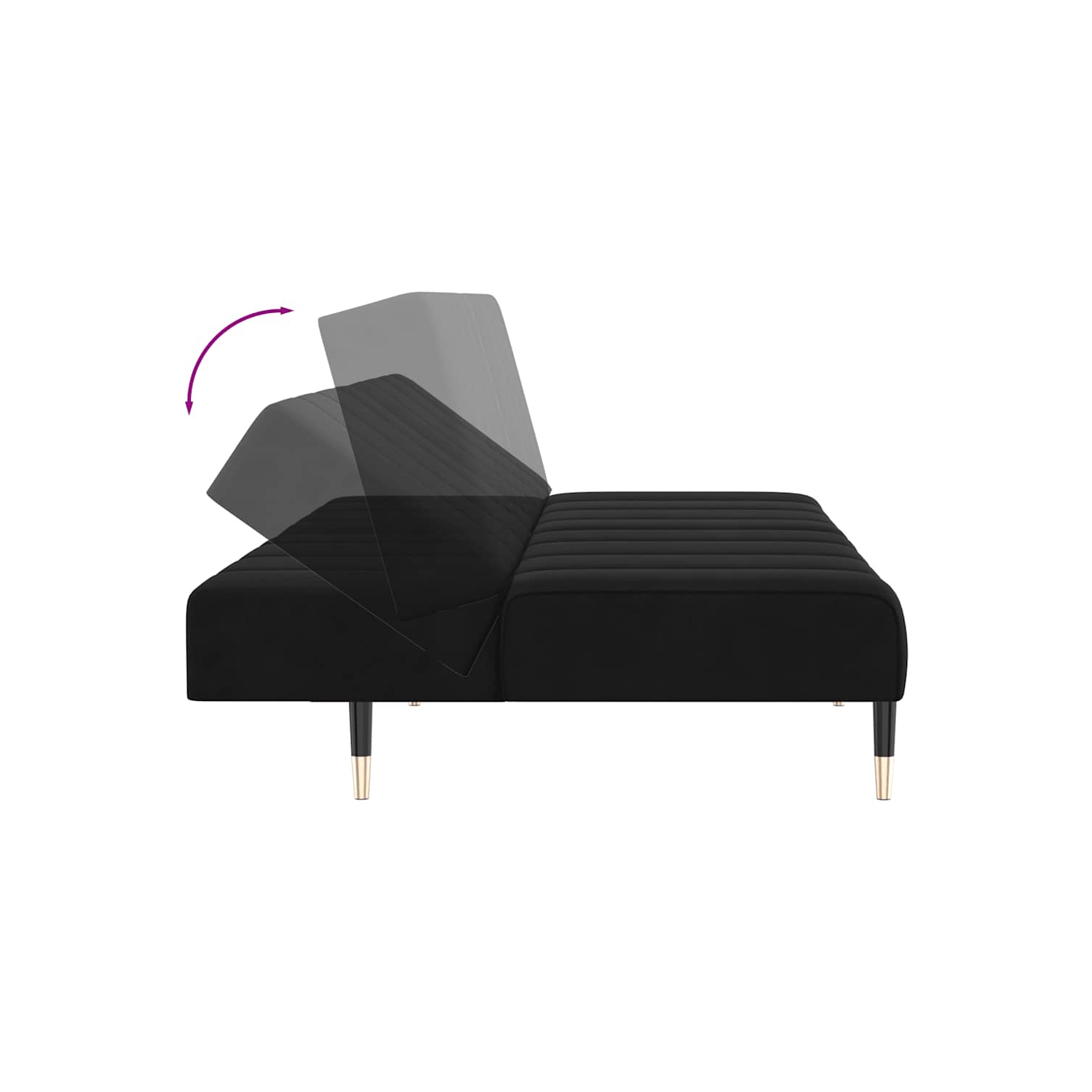 Sofa-lit à 2 places en velours noir vidaXL