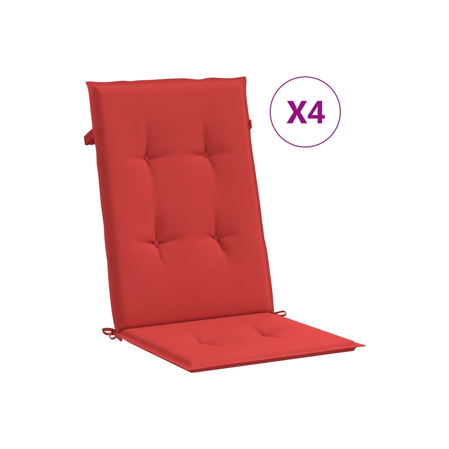 vidaXL Garden Highback Chair Cushions 4 pcs Red 120x50x3 cm Fabric