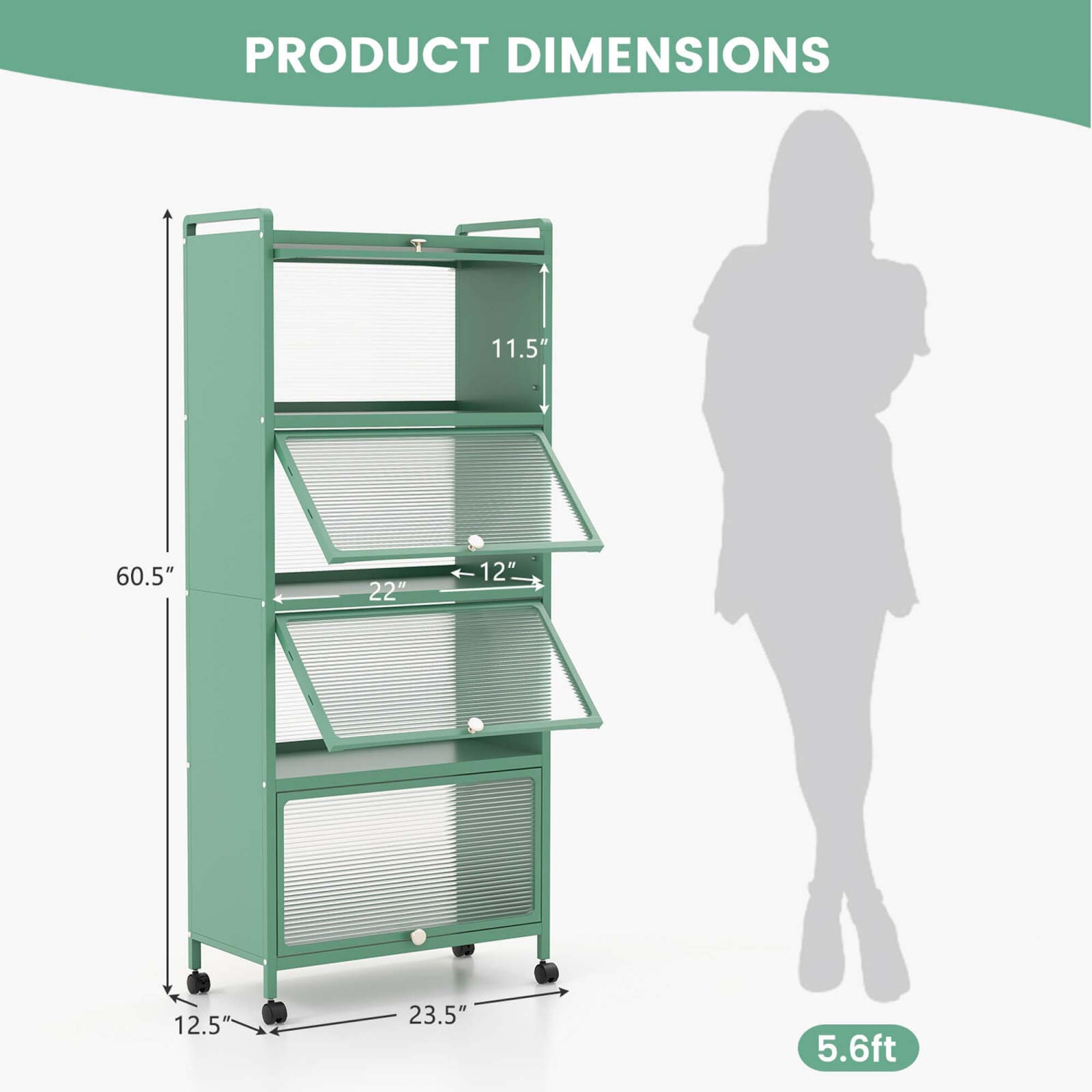 Costway 5-Tier Kitchen Baker's Rack Storage Cabinet Mobile Microwave Stand Flip-up Doors