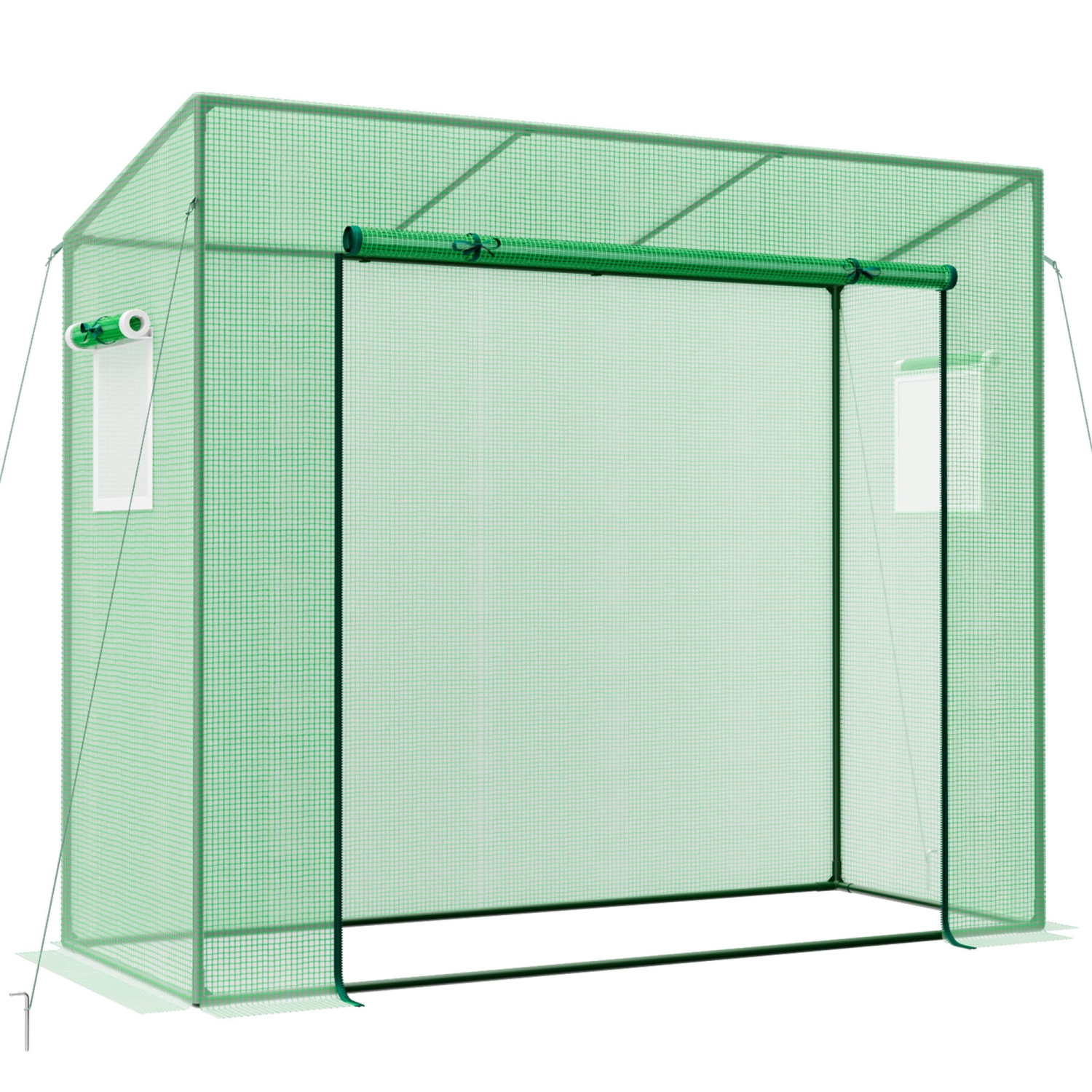 Gymax Portable Mini Greenhouse w/ PE Cover 4 Wind Ropes & Ground Stakes Zipper Door