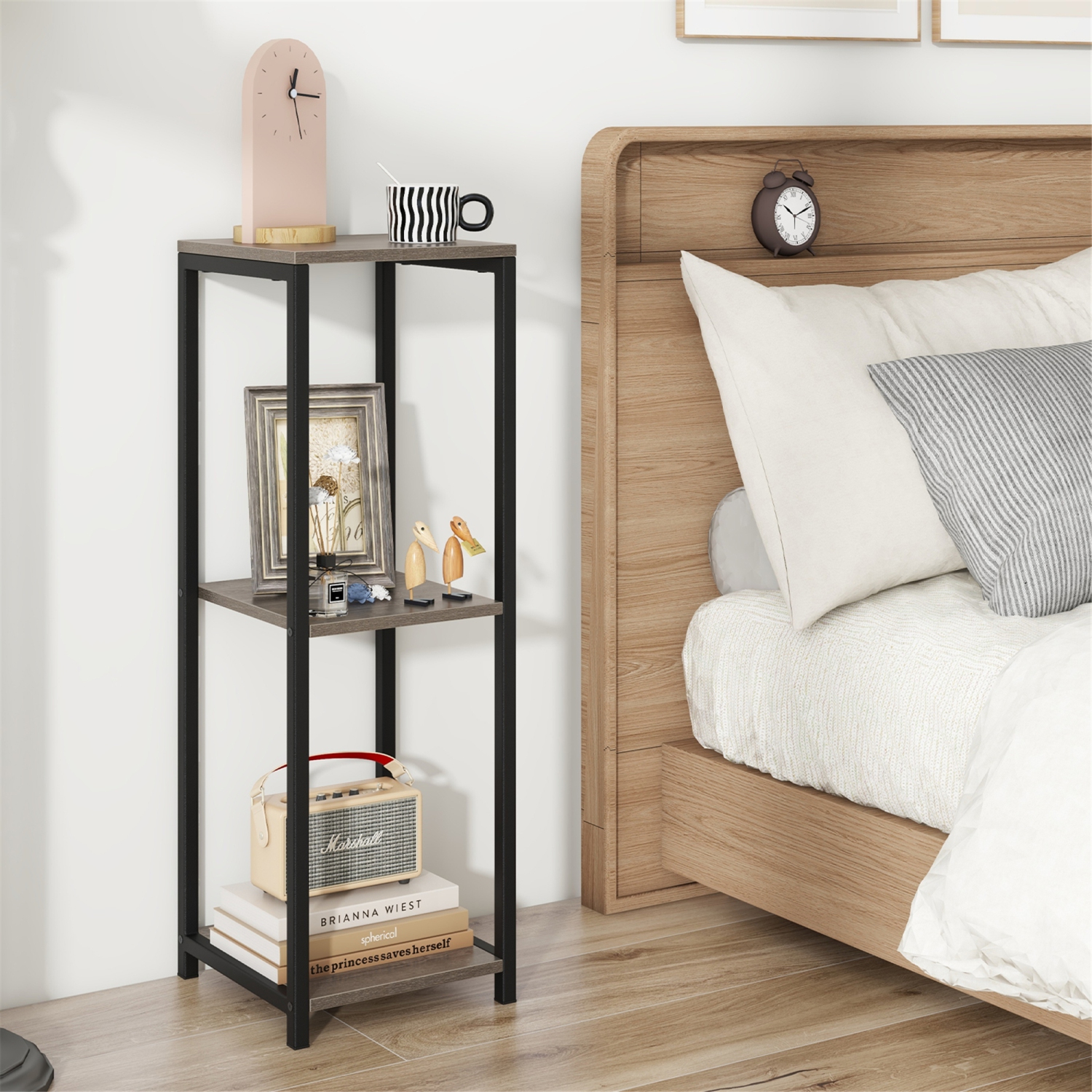 Gymax 2PCS 3 Tier Tall Metal Plant Stand Corner Plant Holder w/ Metal Frame