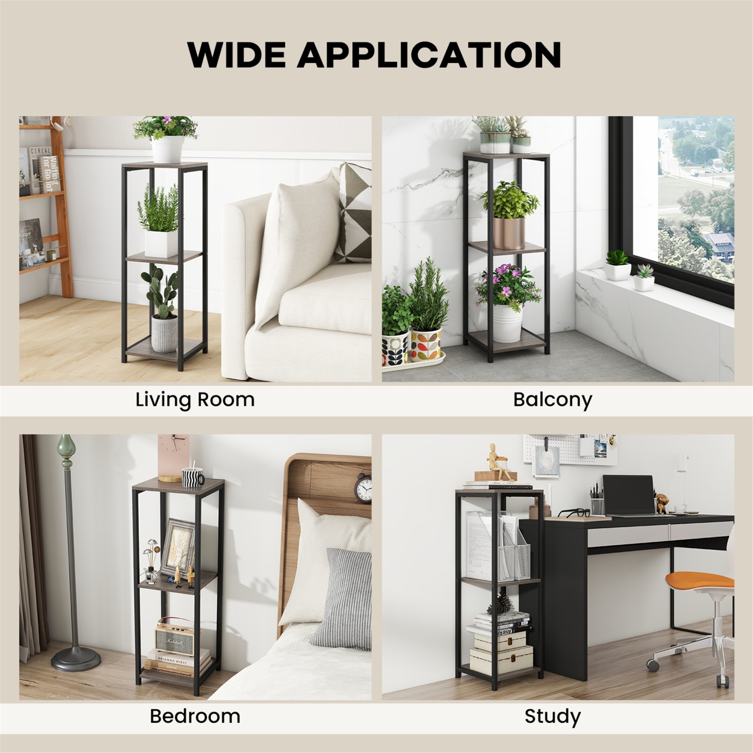 Gymax 2PCS 3 Tier Tall Metal Plant Stand Corner Plant Holder w/ Metal Frame