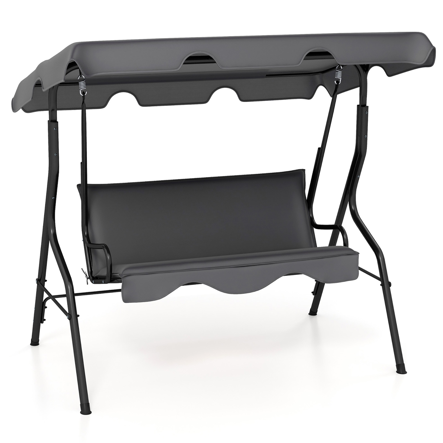 Gymax 3-Person Swing Chair Porch Swing Seat w/ Adjustable Canopy Removable Cushion