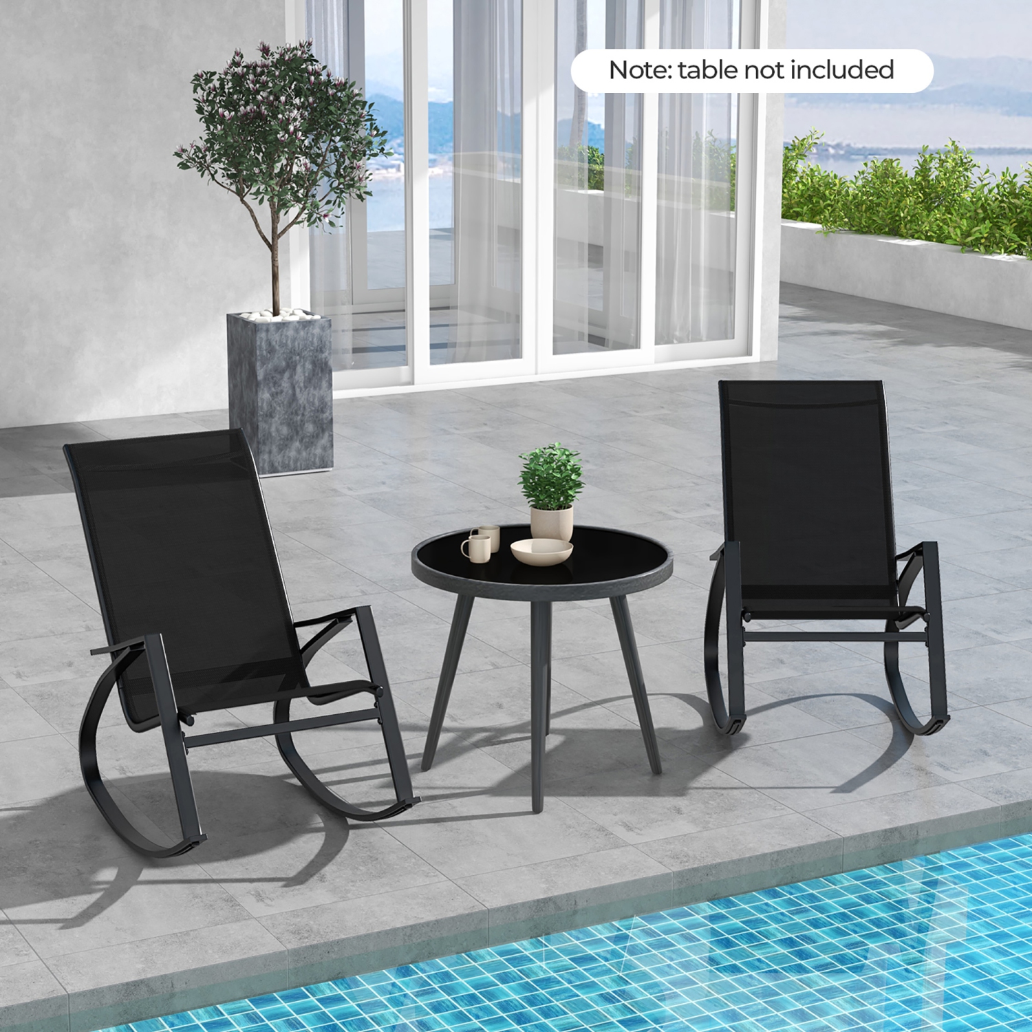 Gymax 2 PCS Patio Rocking Chairs w/ Ergonomic Backrest Seat Safe Stoppers for Backyard