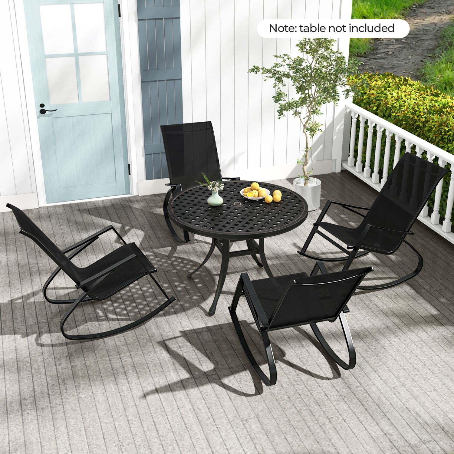 Gymax 2 PCS Patio Rocking Chairs w/ Ergonomic Backrest Seat Safe Stoppers for Backyard