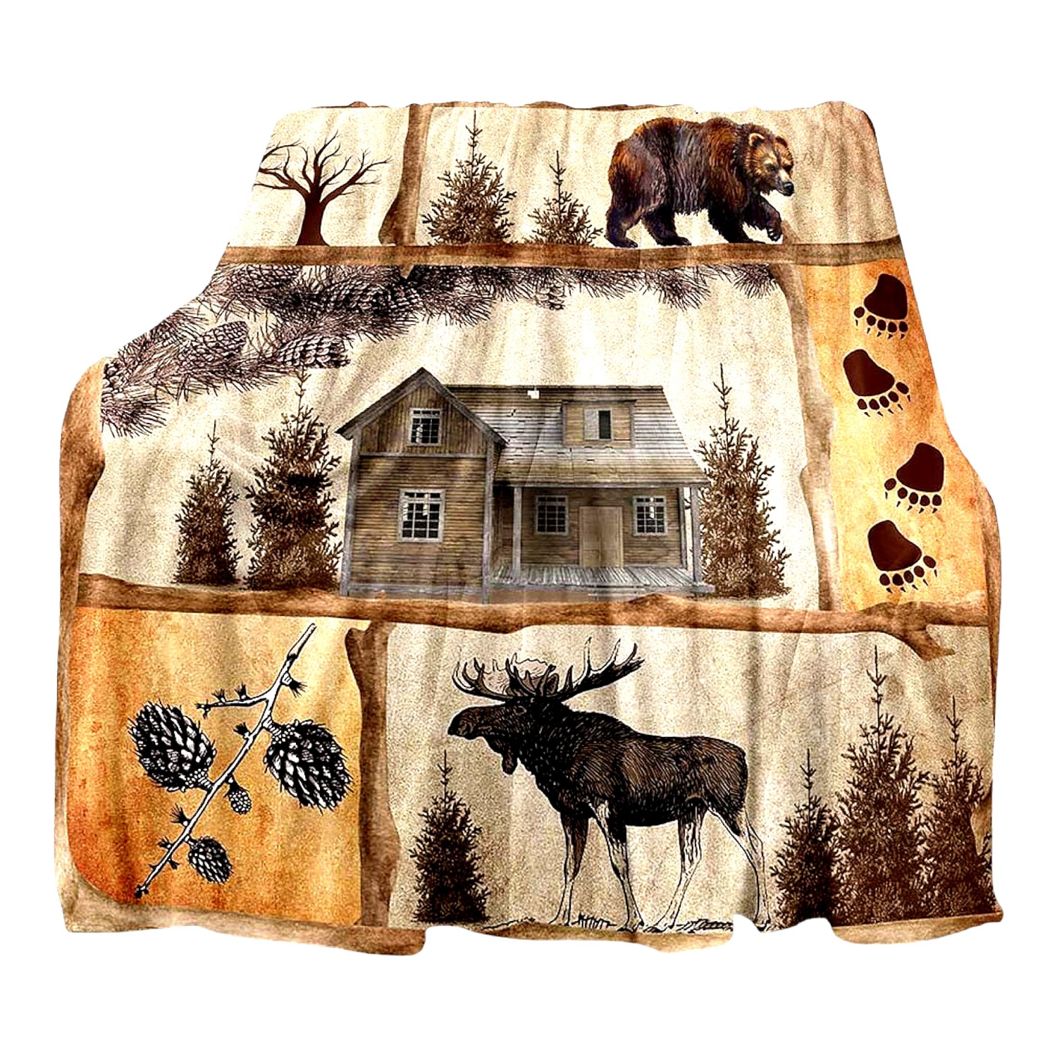 Woodland Lodge Cozy Fleece Blanket - Rustic Farmhouse Twin Size, Soft & Warm Flannel for Bed, Couch, Sofa, 60"x80""